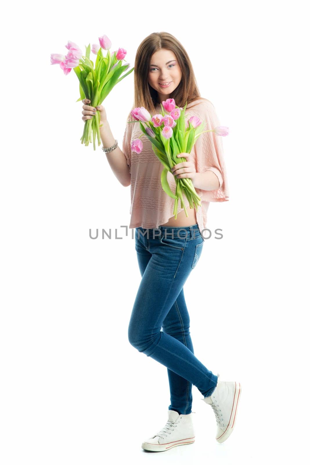 Young girl with bouquet