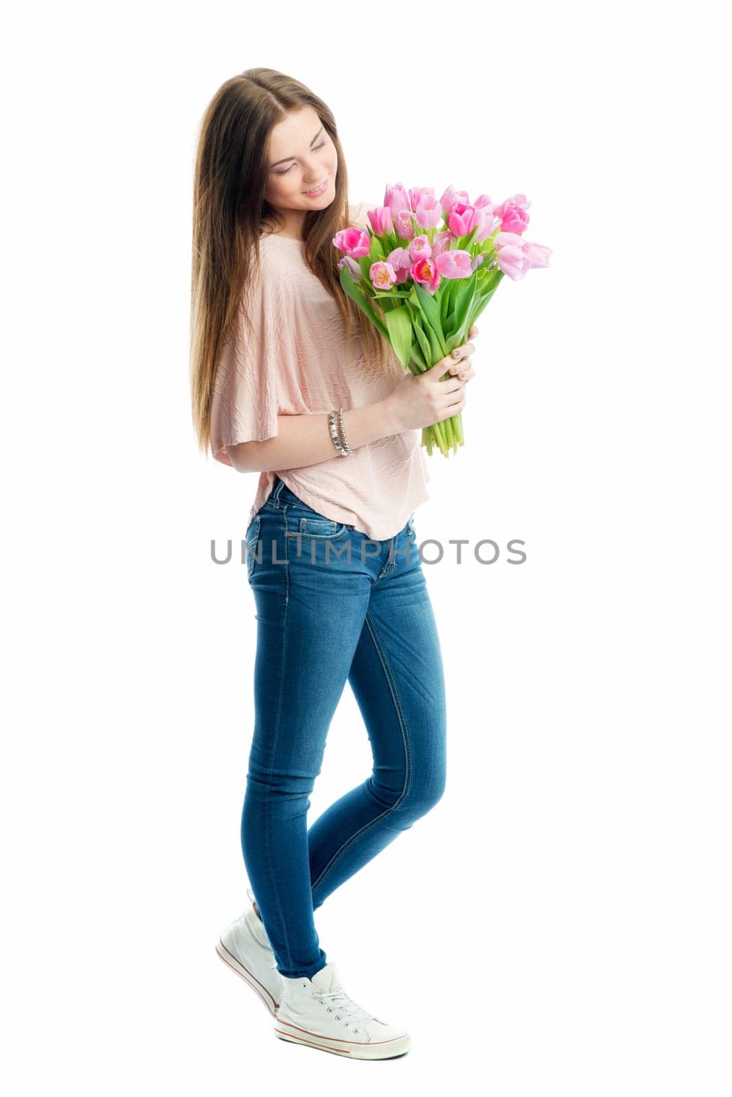 Young girl with bouquet