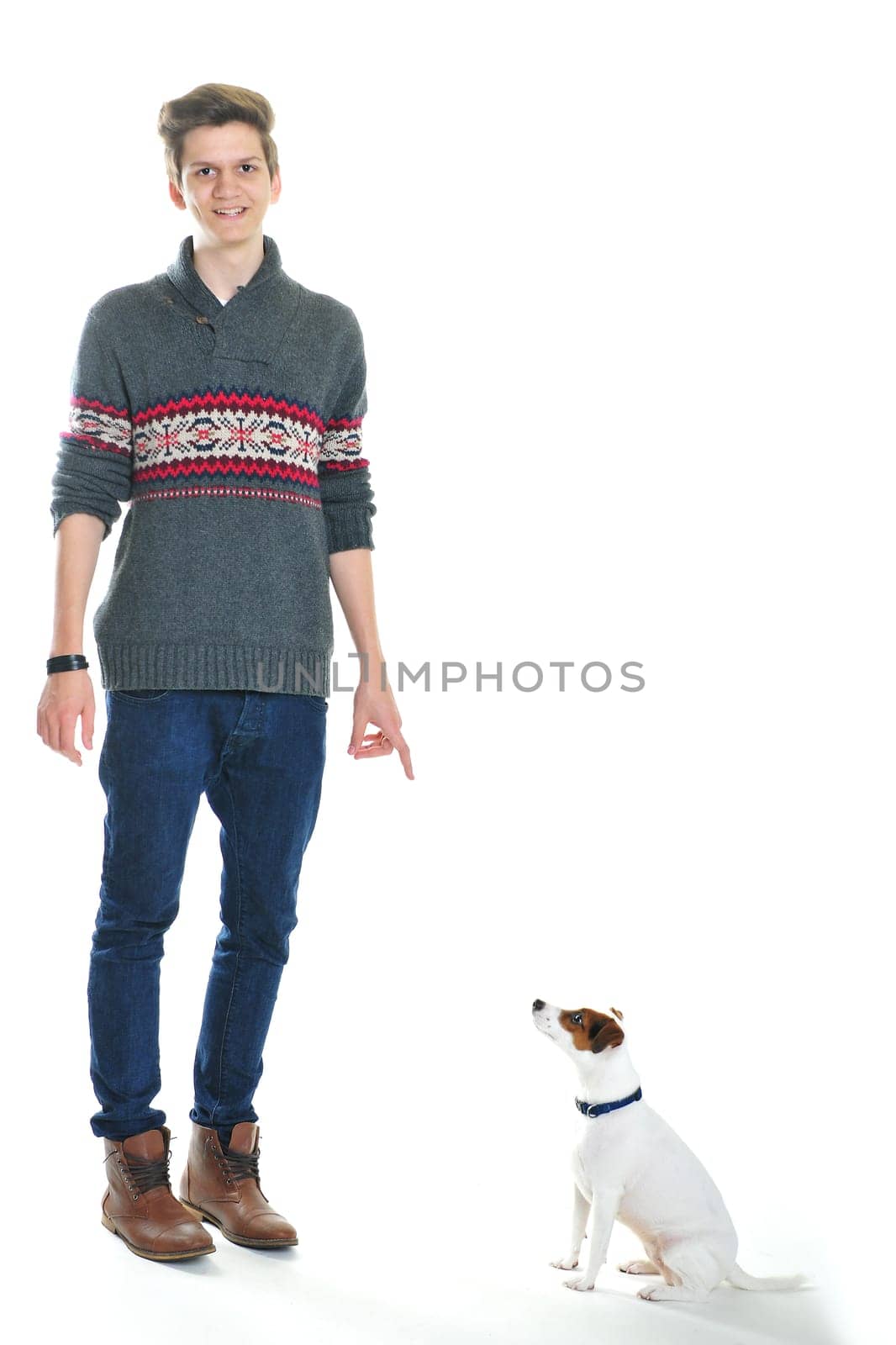 Boy raises dog