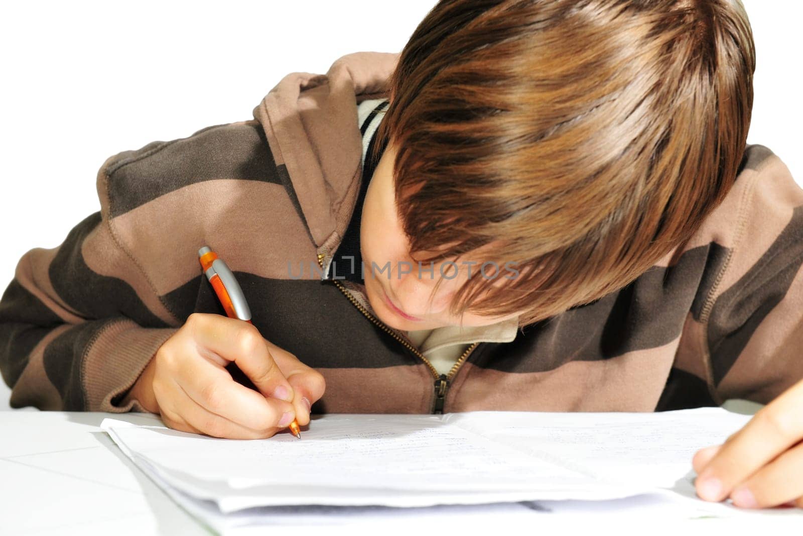 Boy does homework