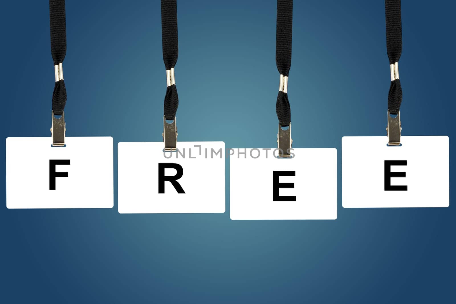 free word on badge with blue background