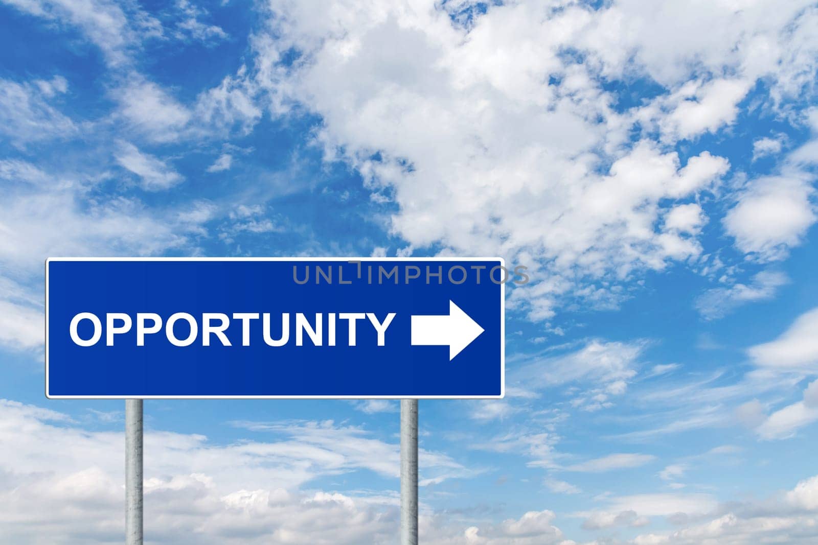 opportunity on blue road sign with blue sky
