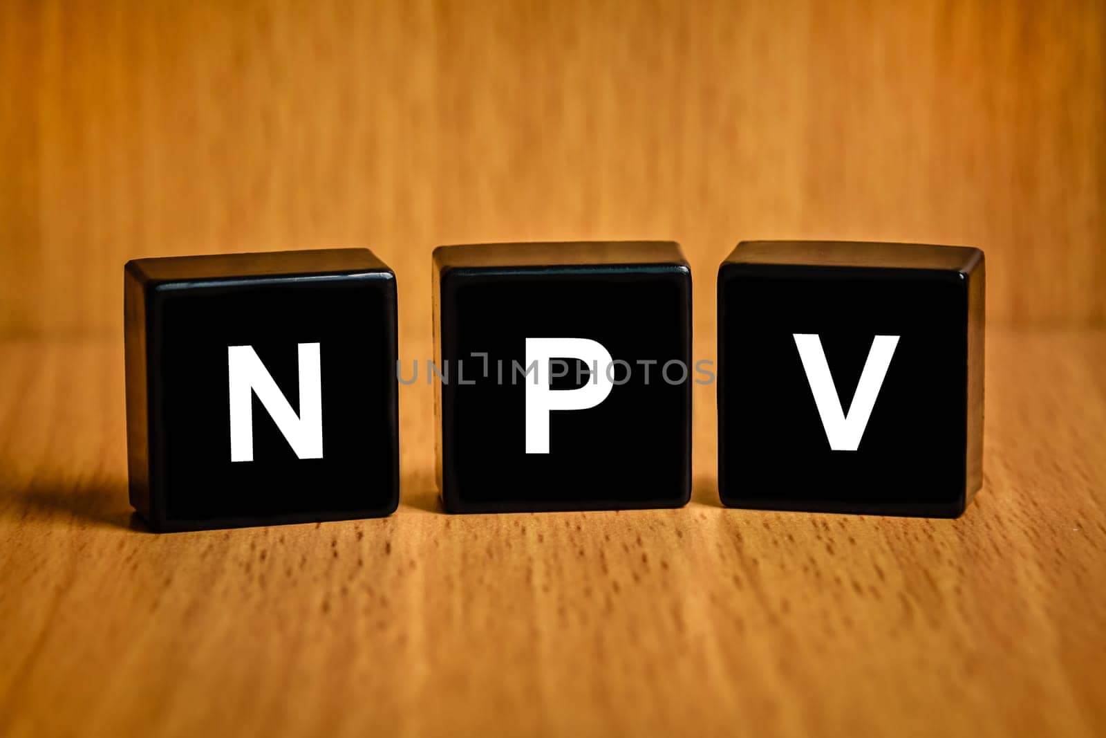 NPV or net present value text on black block