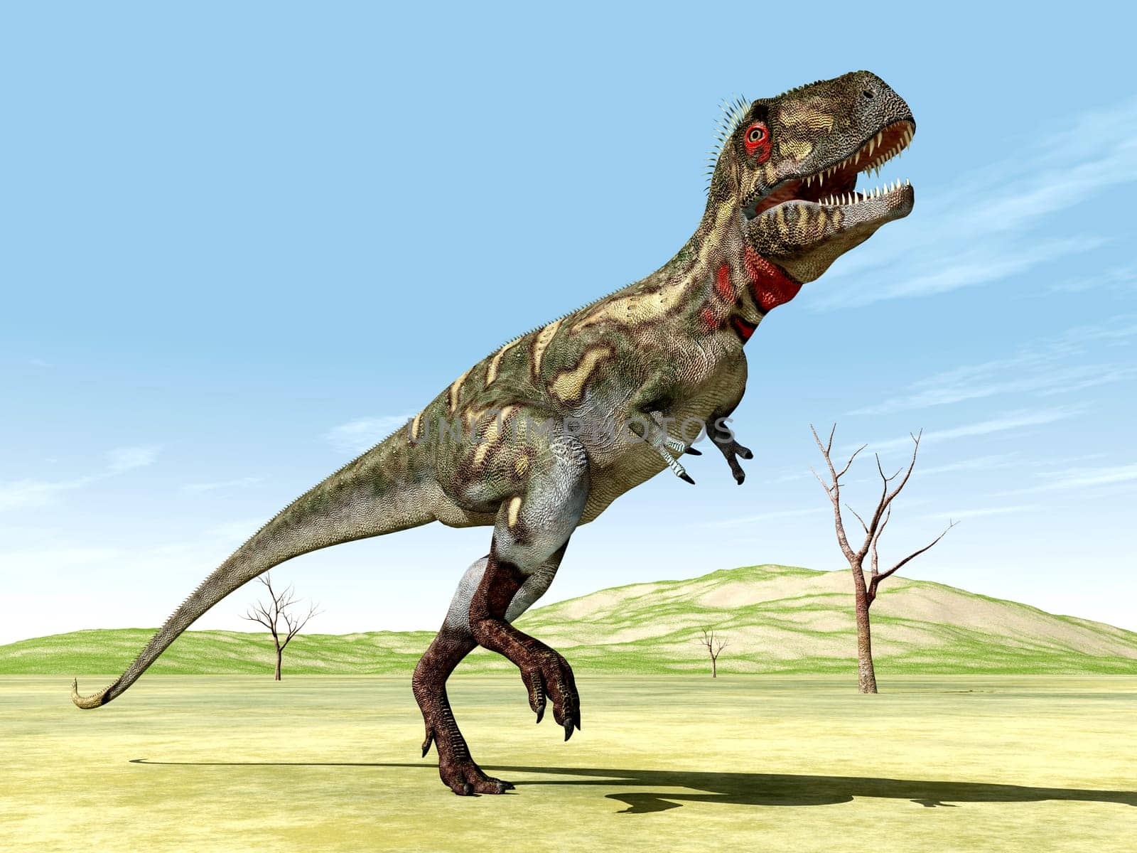Computer-generated 3D illustration with the dinosaur Nanotyrannus