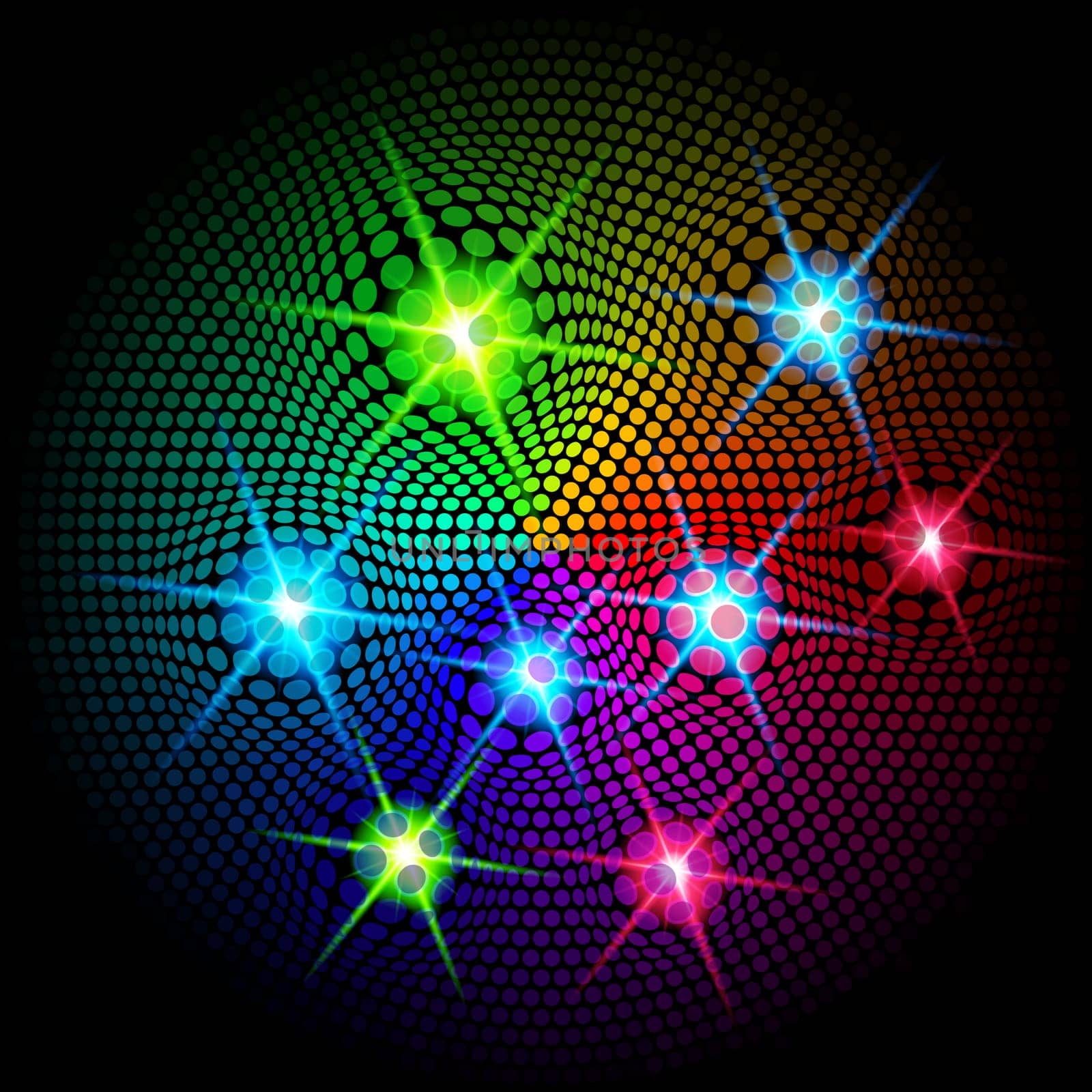 Shiny sparkling colorful   lights on dark background