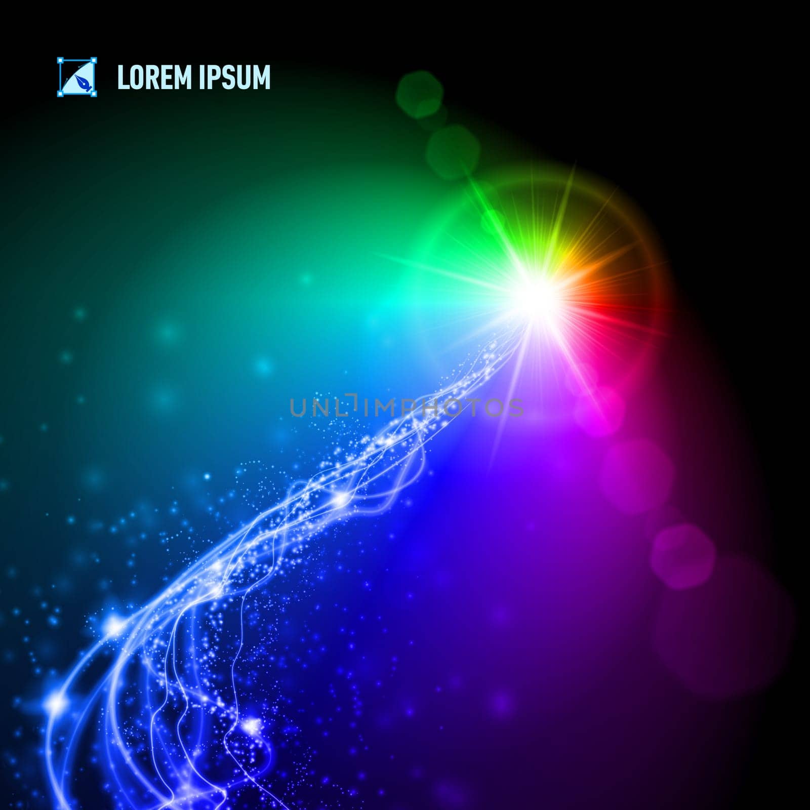 Twisted energy lines coming from a distant multicolored  star