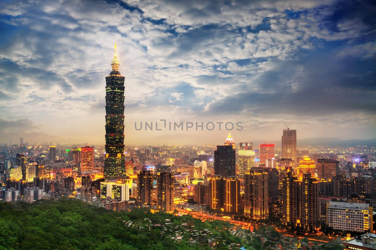 Taipei, Taiwan evening skyline for adv or others purpose use