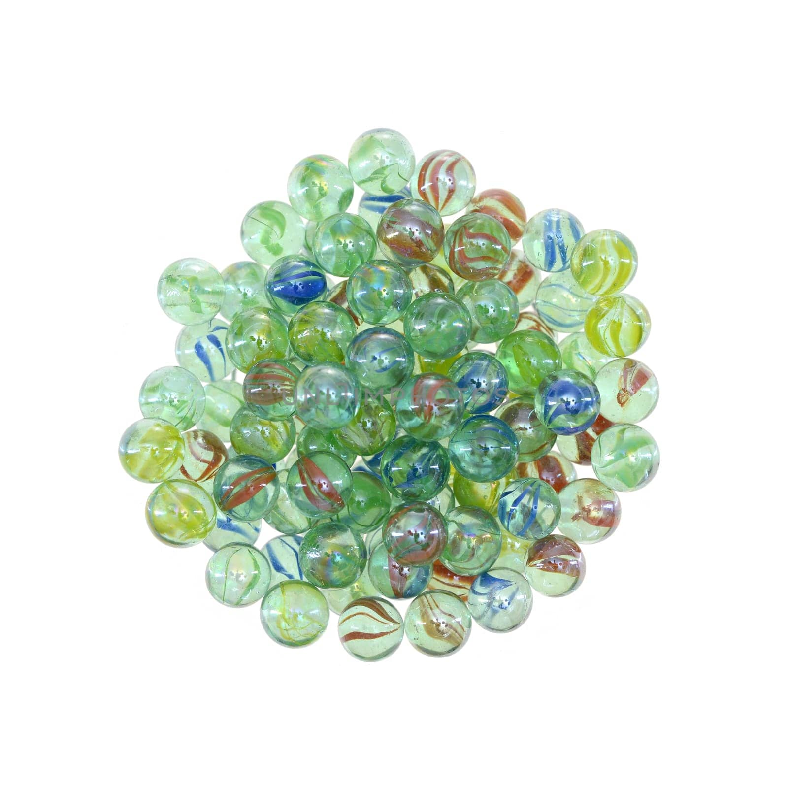 A close up shot of glass marbles