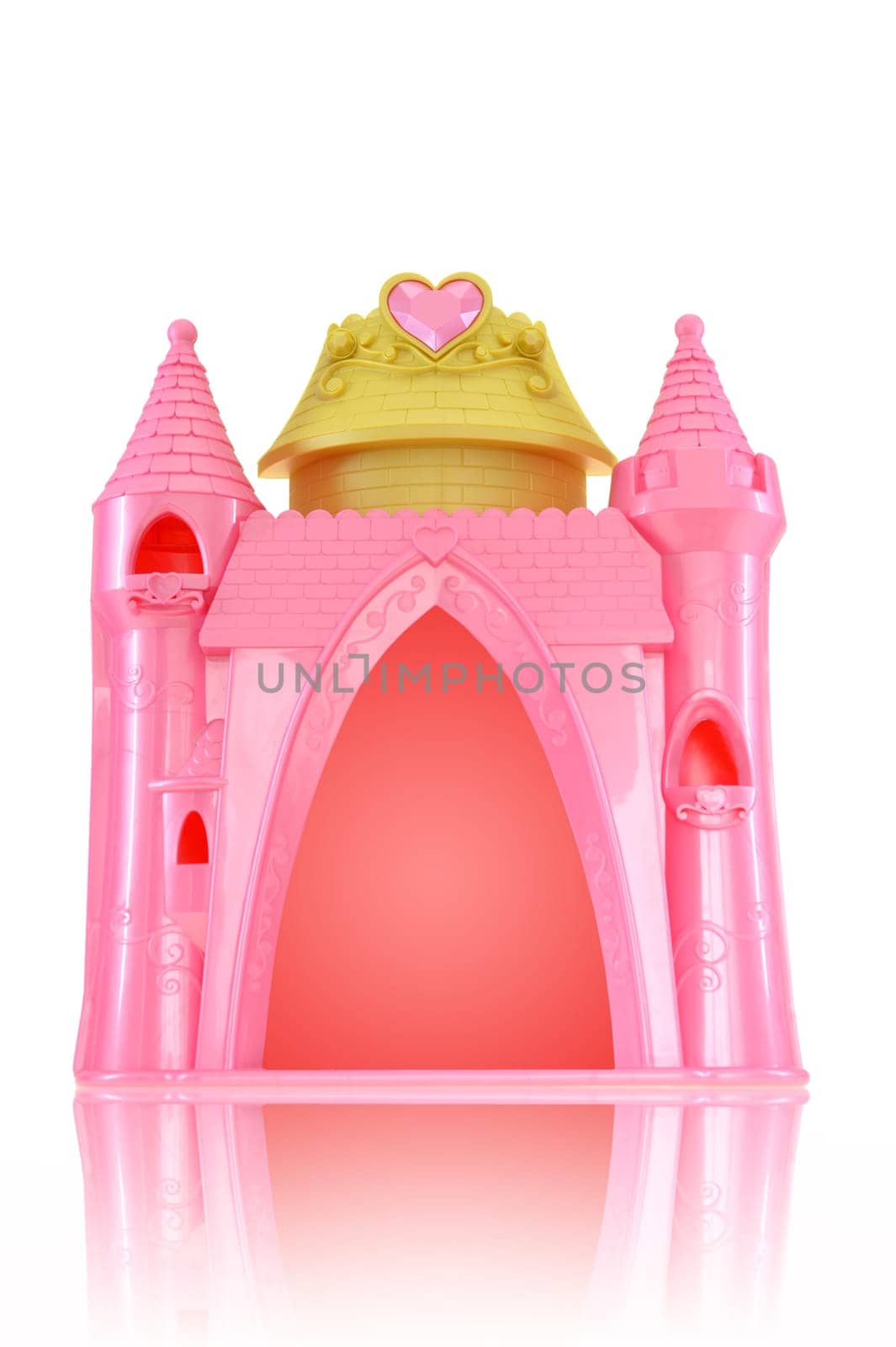 A close up shot of a toy castle