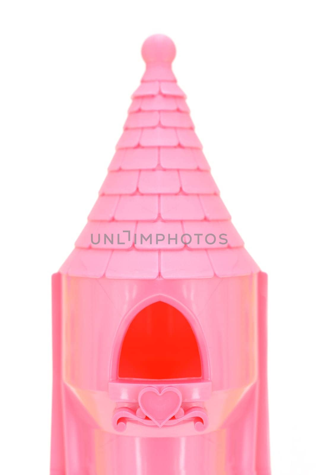 A close up shot of a toy castle