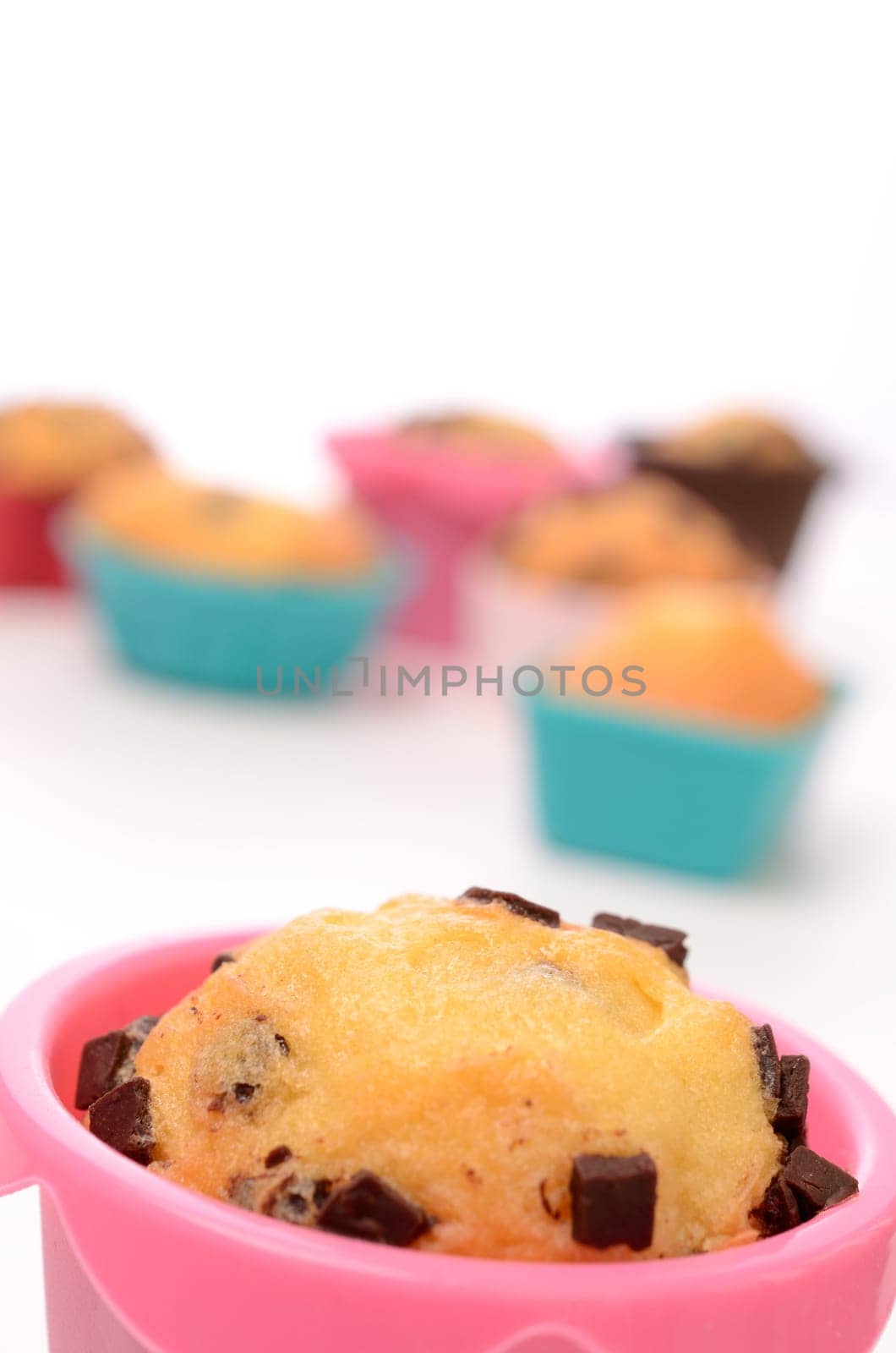 Colorful muffins in a kitchen