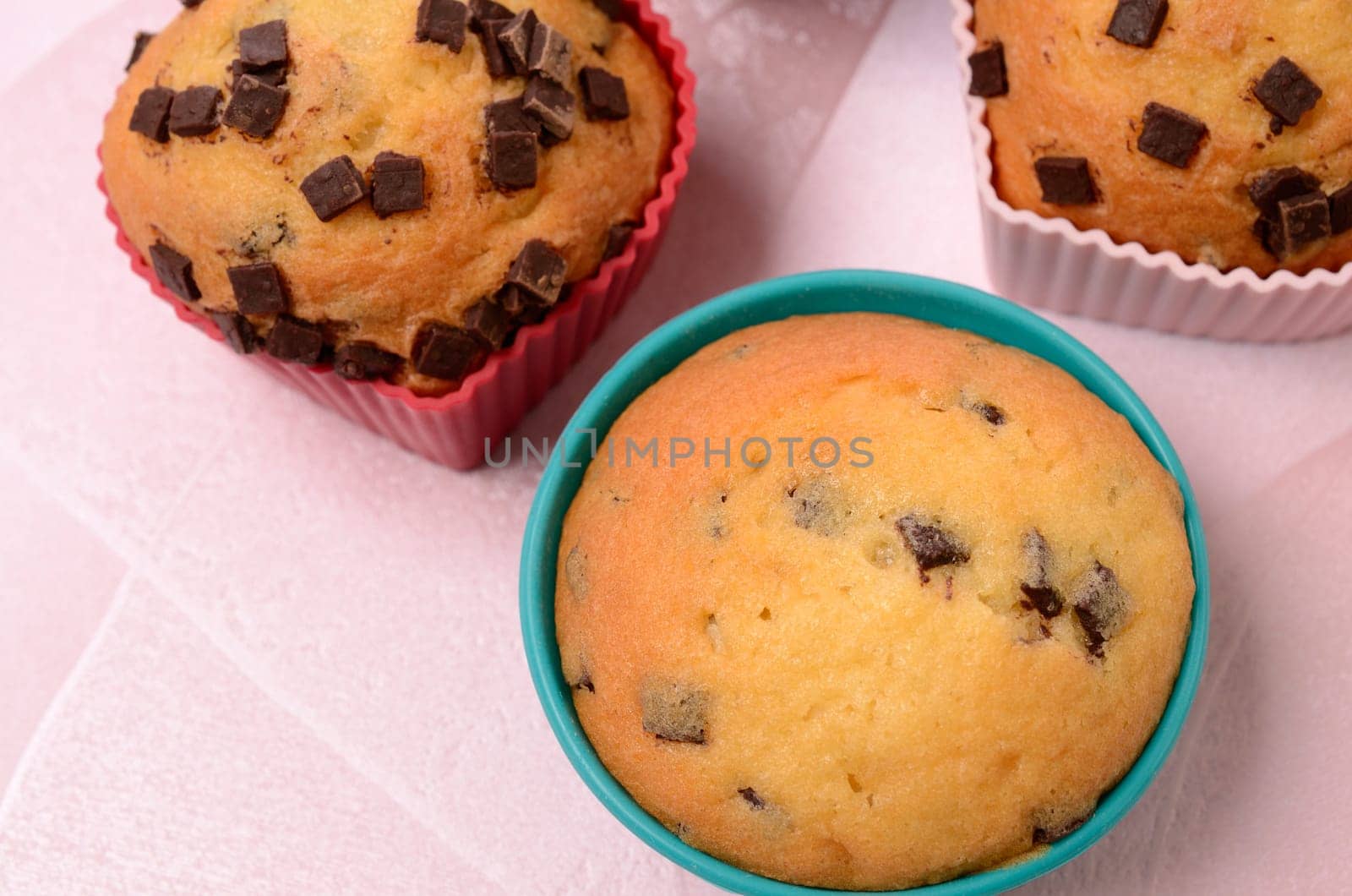 Colorful muffins in a kitchen