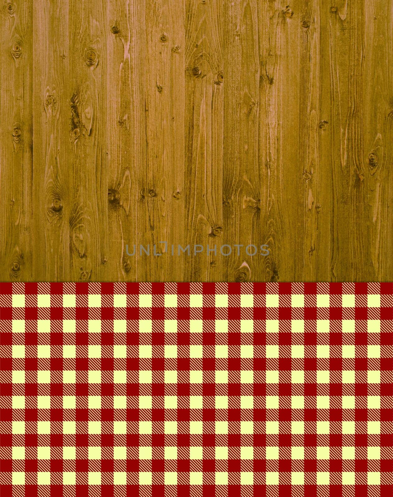 Traditional background - wood with yellow-red tablecloth