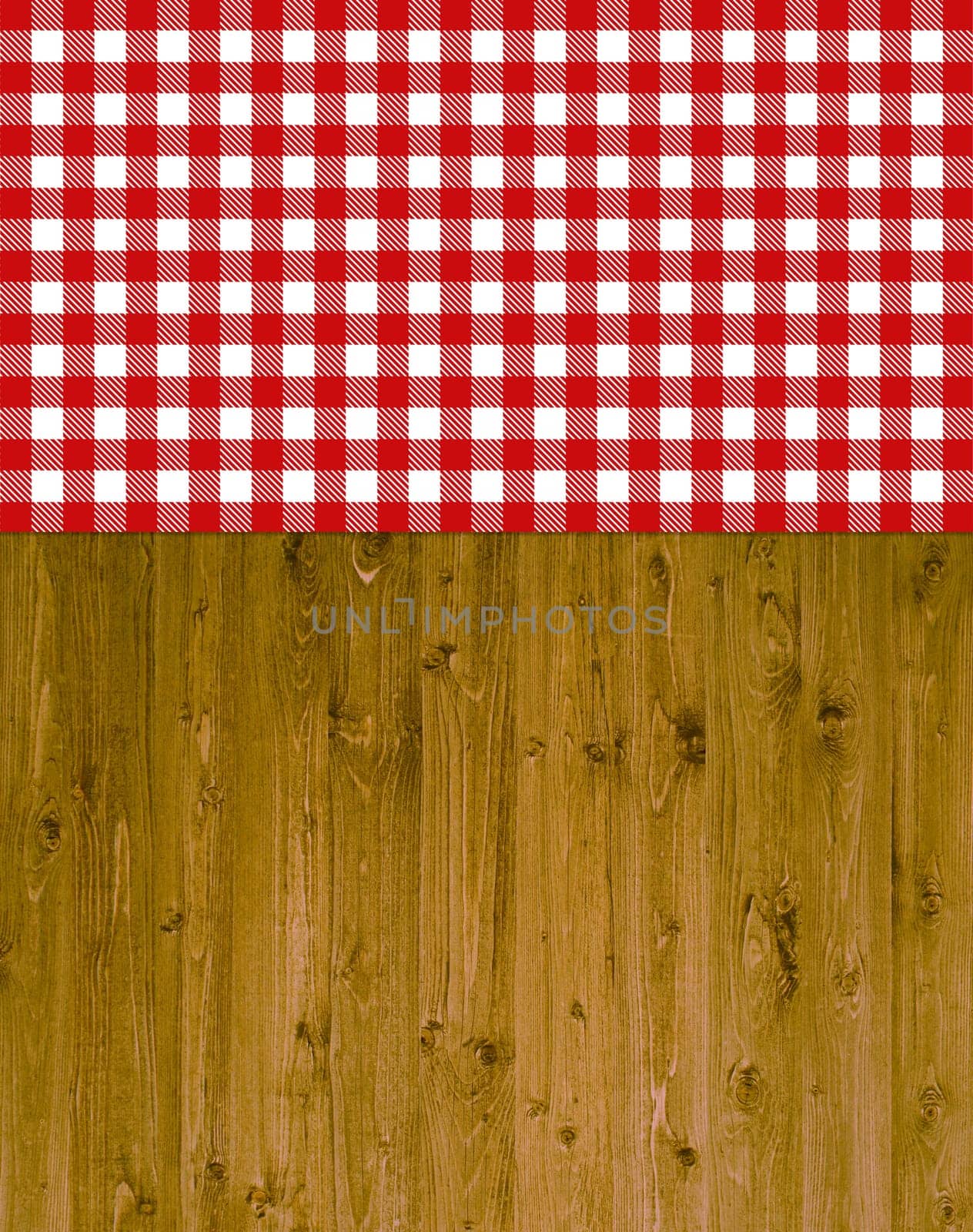 Traditional background - wood with red and white tablecloth