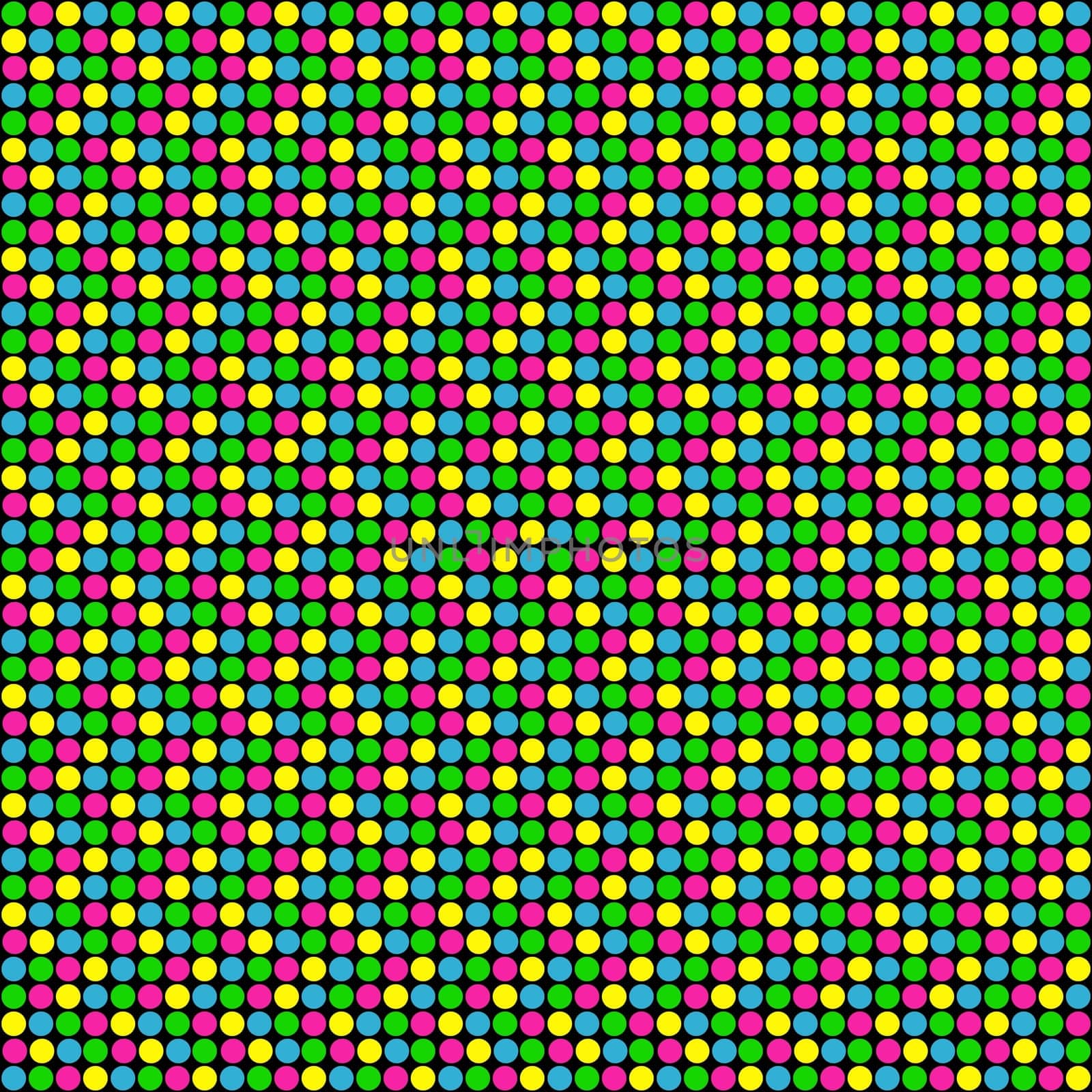 Black background with many colorful dots