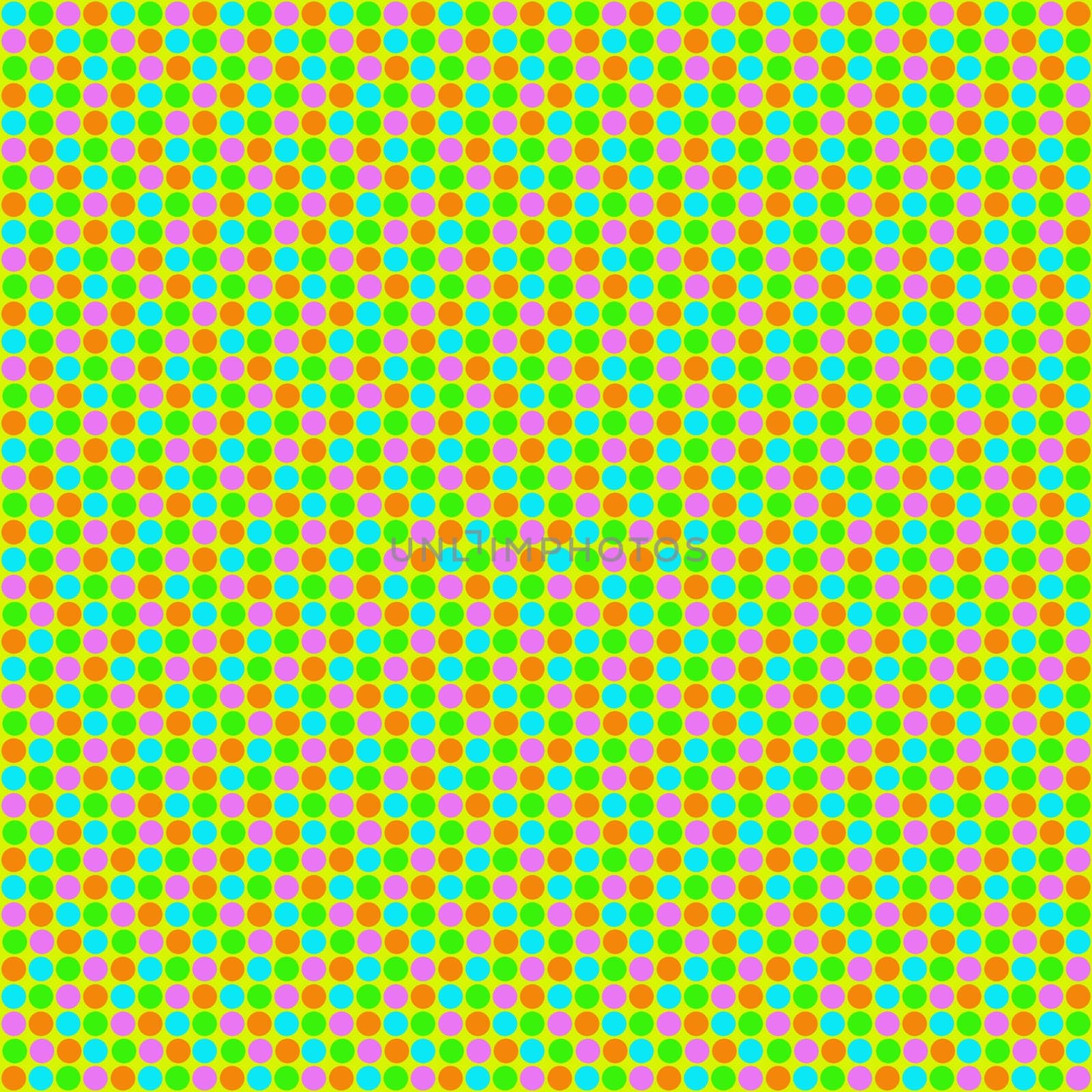 Yellow background with many colorful dots