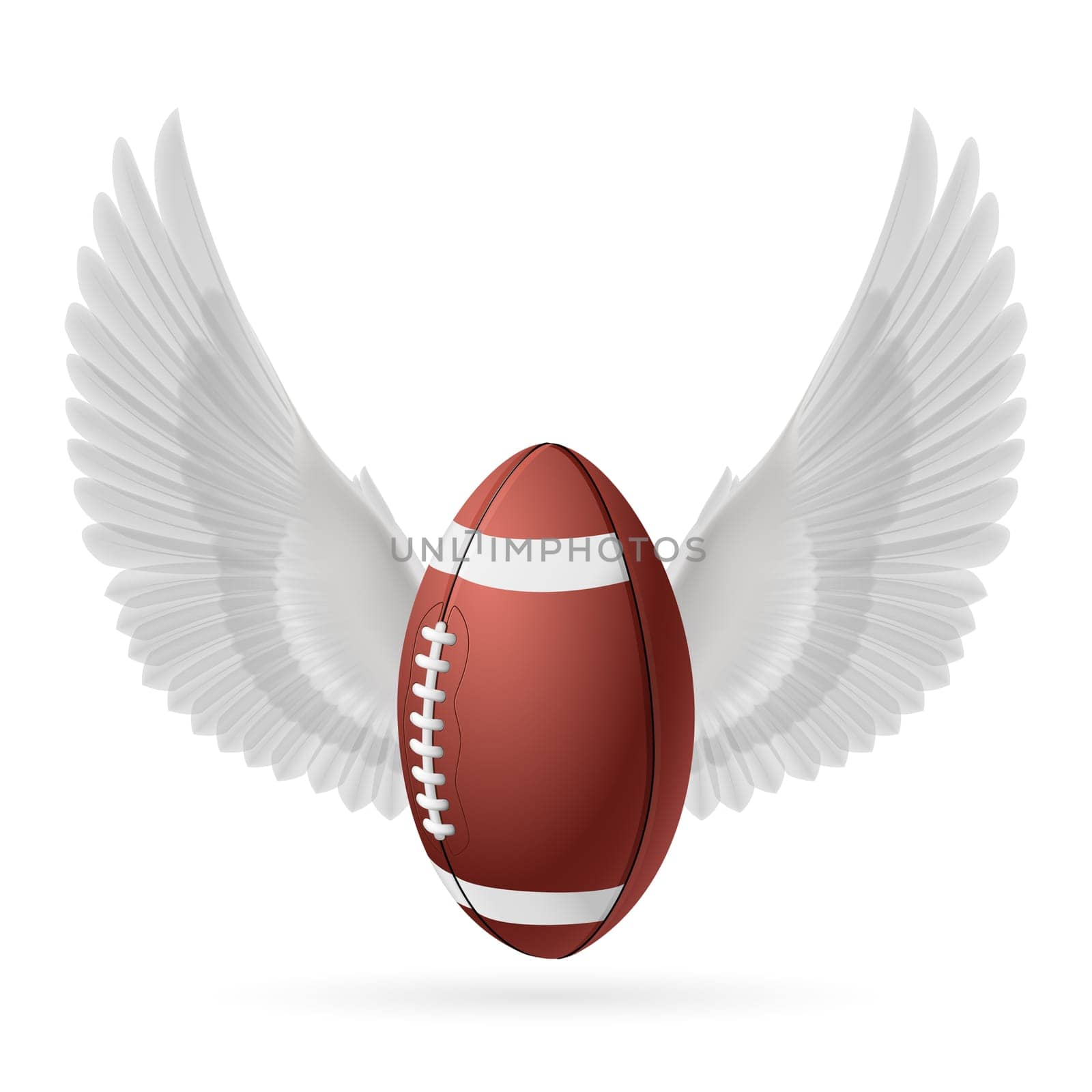 Realistic ball for American football with white wings emblem