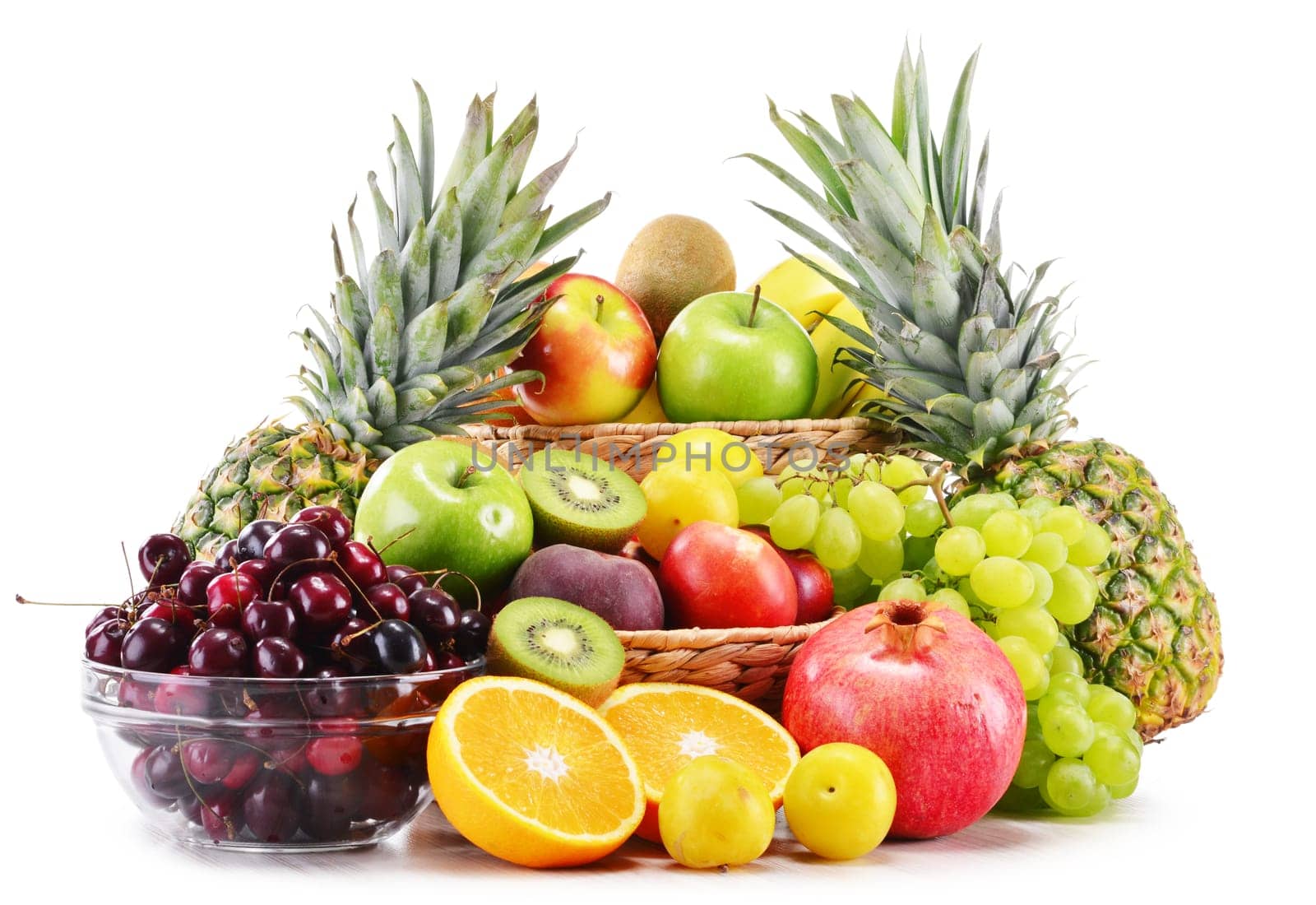 Composition with variety of fresh fruits. Balanced diet.