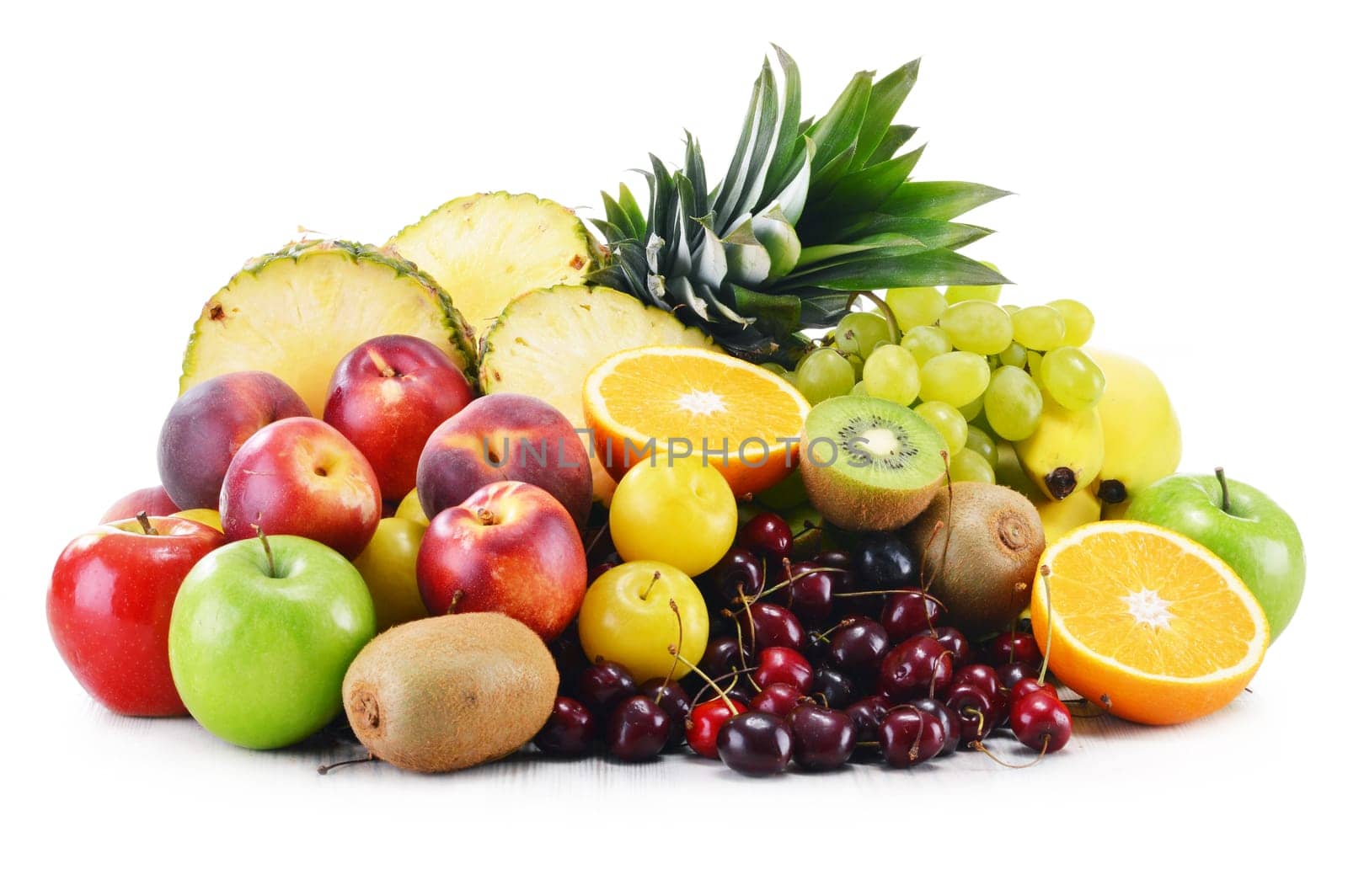 Composition with variety of fresh fruits. Balanced diet.