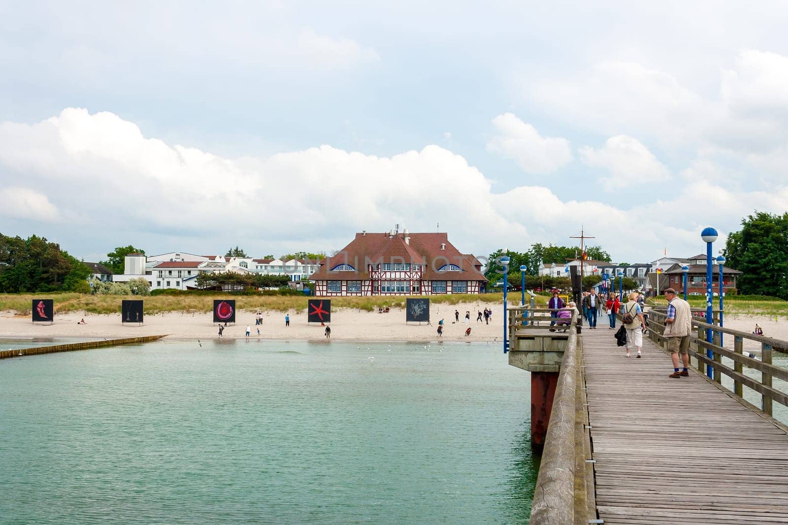 Beach promenade in Zingst, Germany, view from the pier