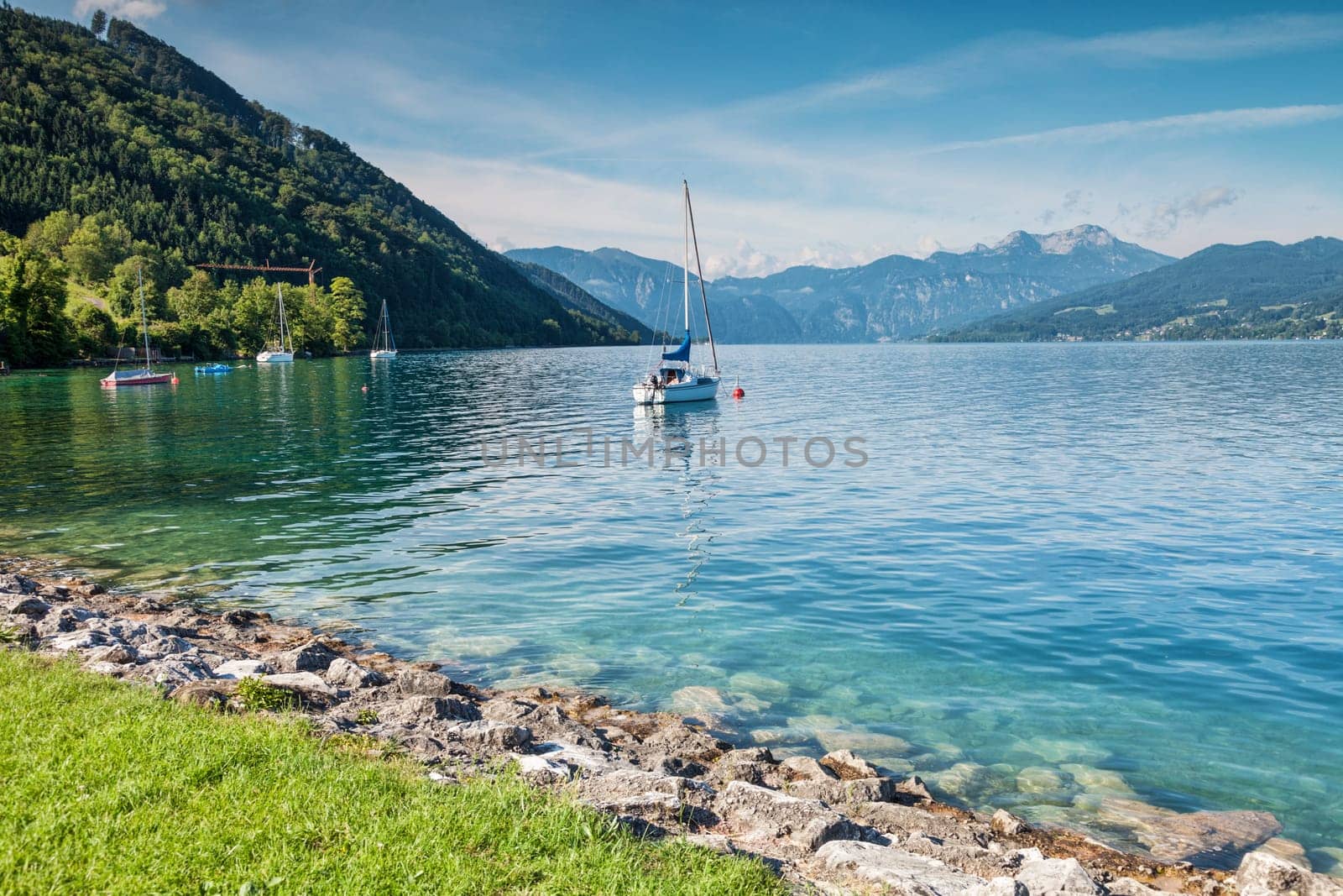 Attersee lake in the mountains of Austria
