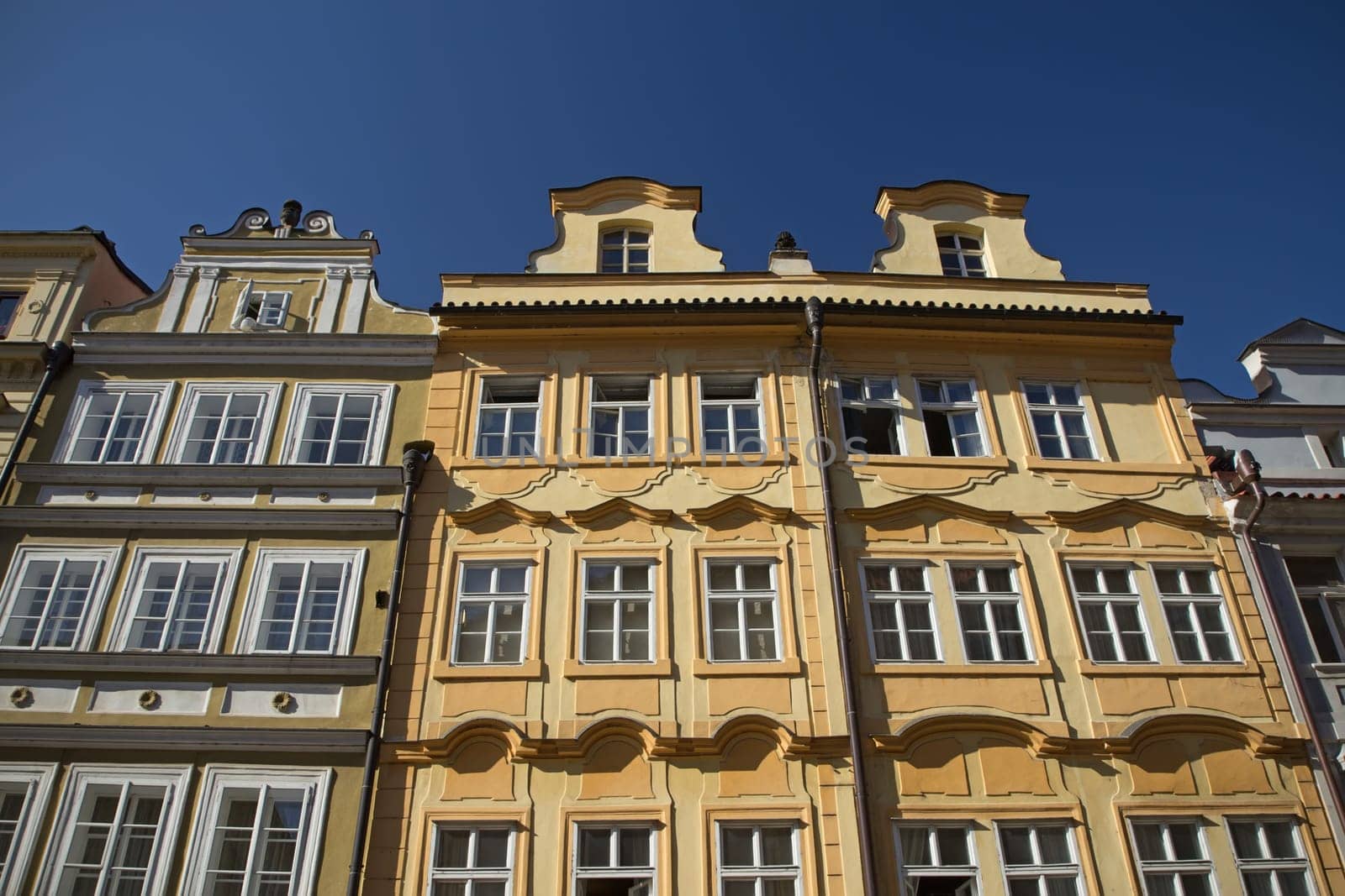 Color historic houses in historic centre of Prague (Czech Republic)