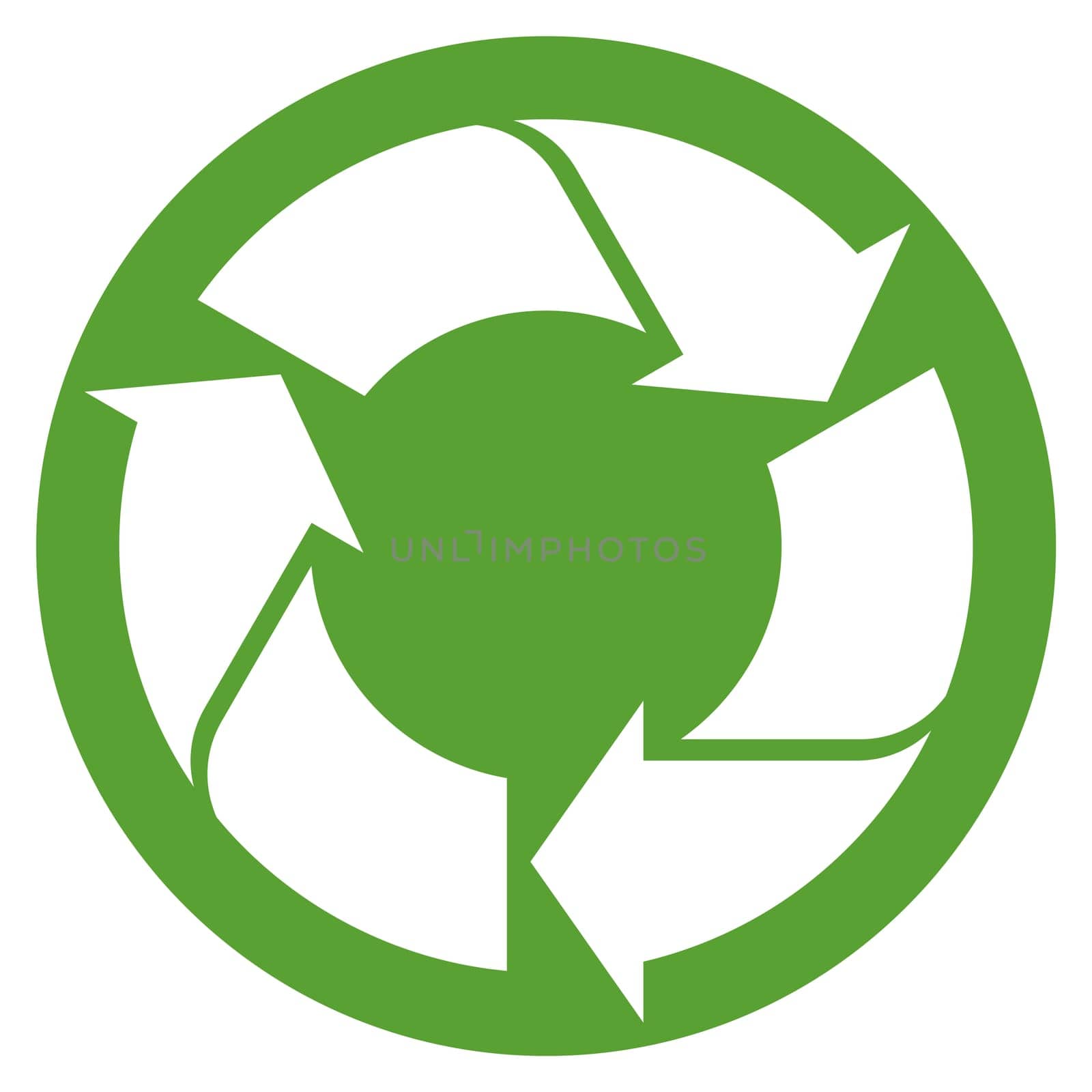 Recycling sign white on green