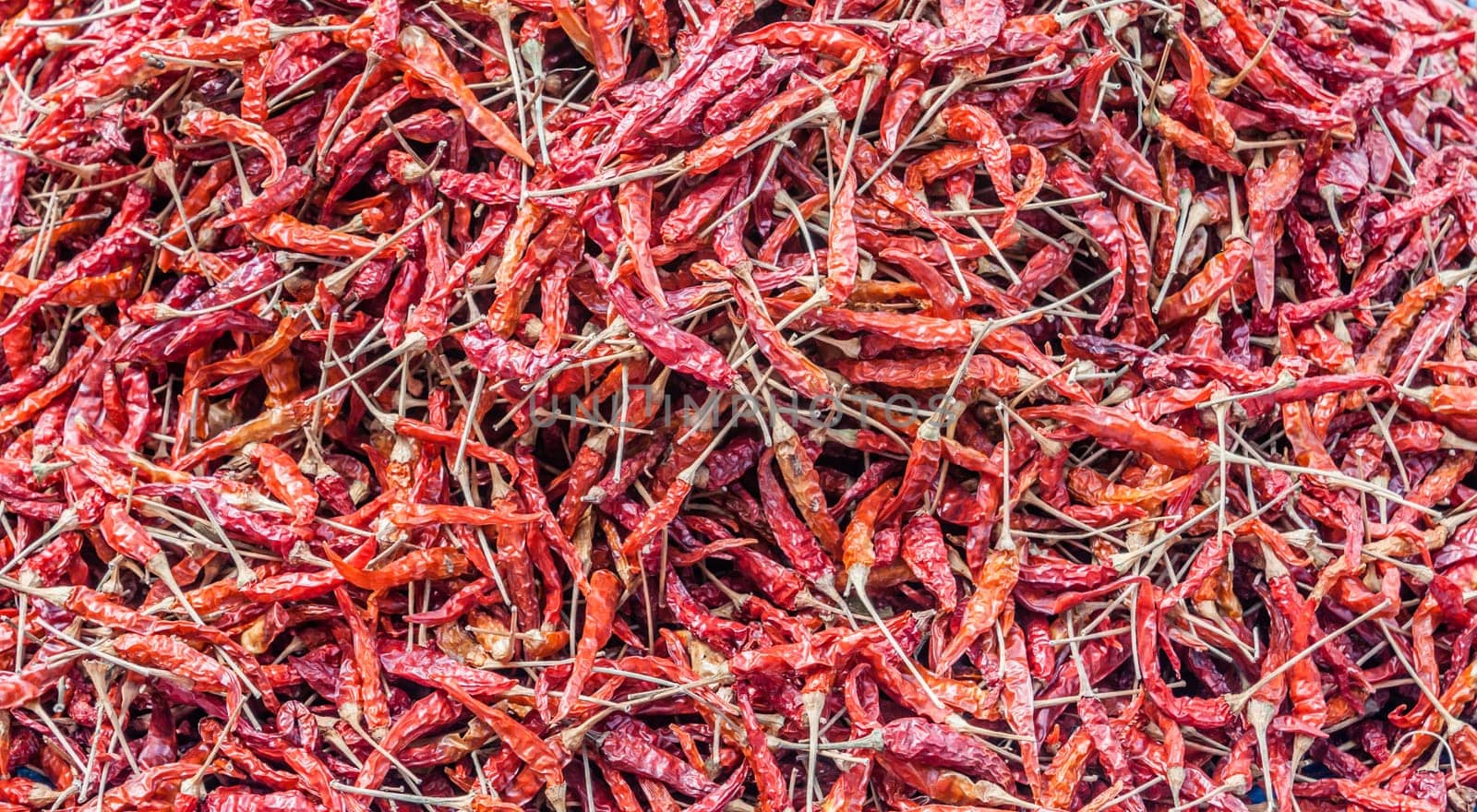 Dried red pepper on display at local market
