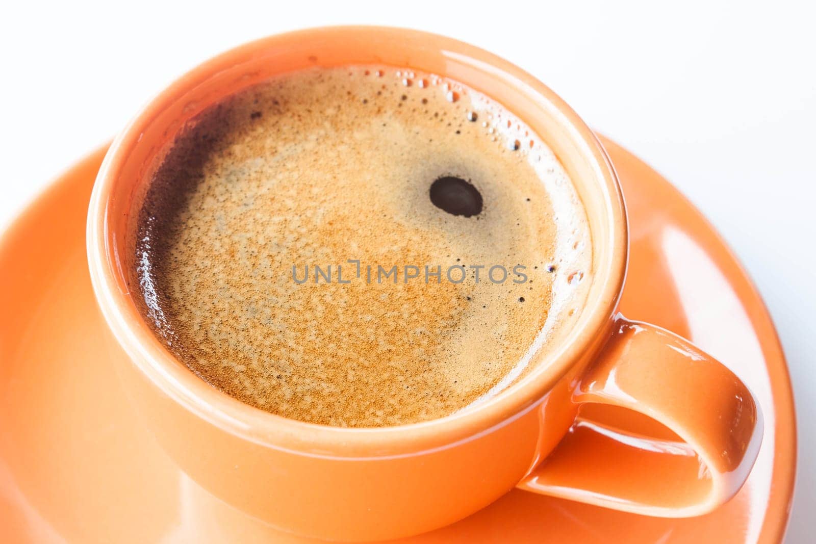 Hot cup of double shots espresso isolated on white background