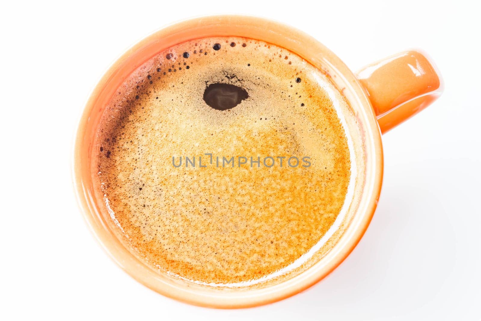 Coffee cream of espresso cup isolated on white background