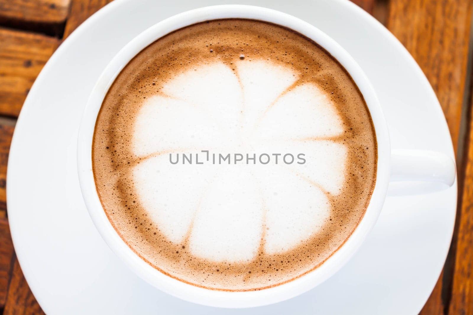 Top view of hot cafe mocha cup