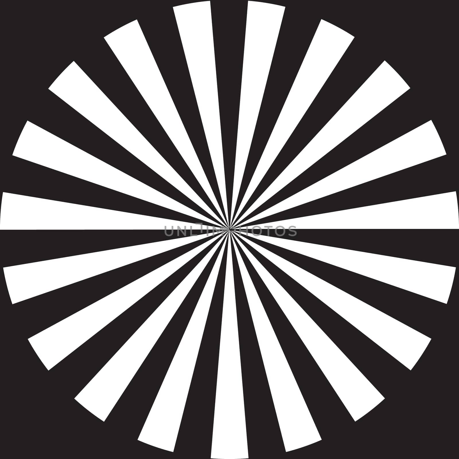 Black and white rays, flat design. Vector illustration.