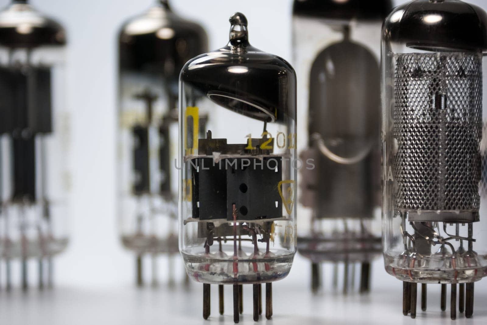 A group of vintage vacuum tubes dating back to the fifties.