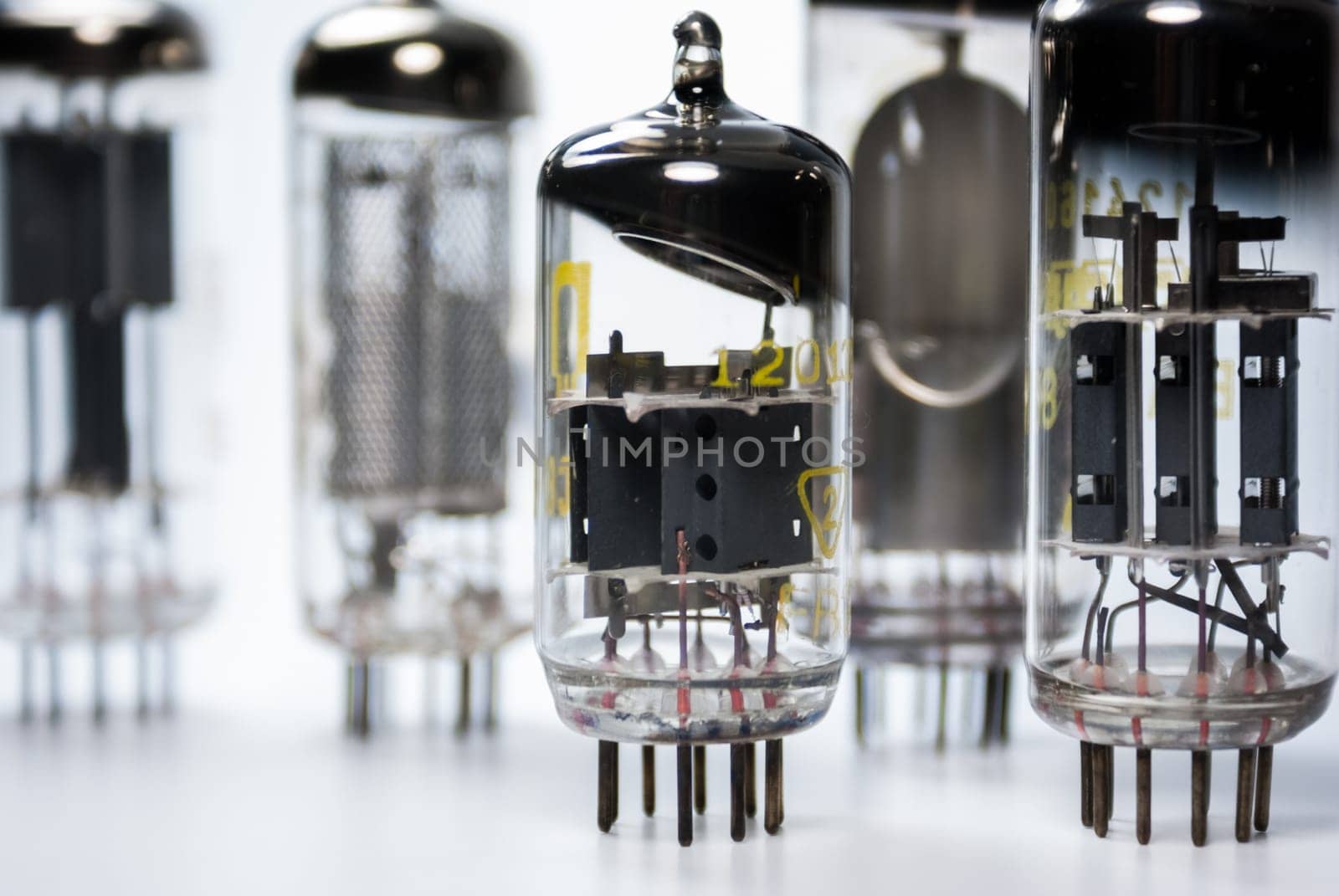 A group of vintage vacuum tubes dating back to the fifties.
