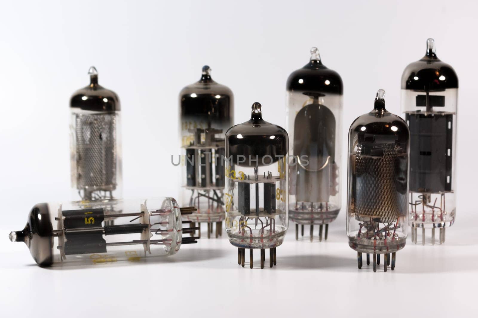 A group of vintage vacuum tubes dating back to the fifties.