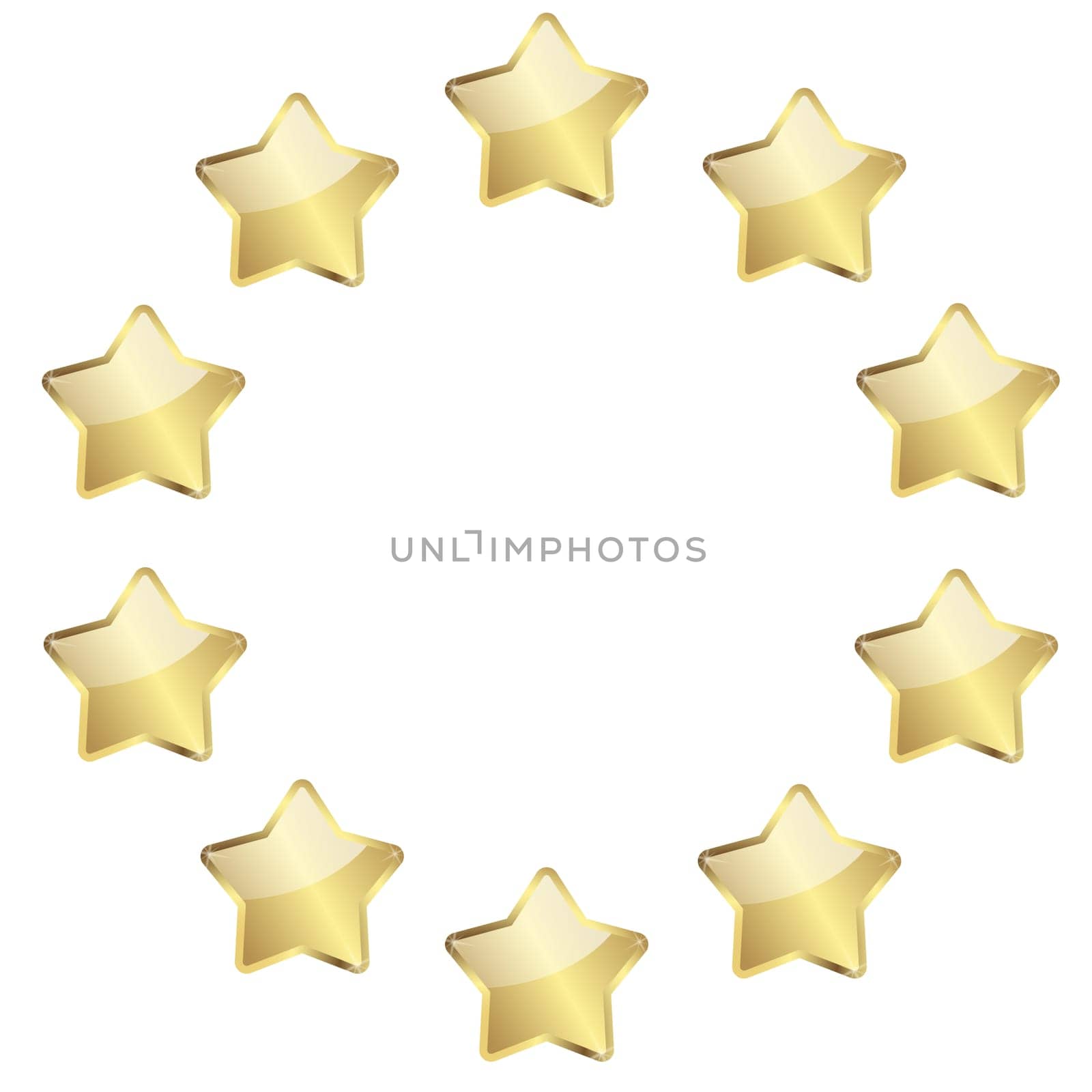 vector of ten golden stars in a circle