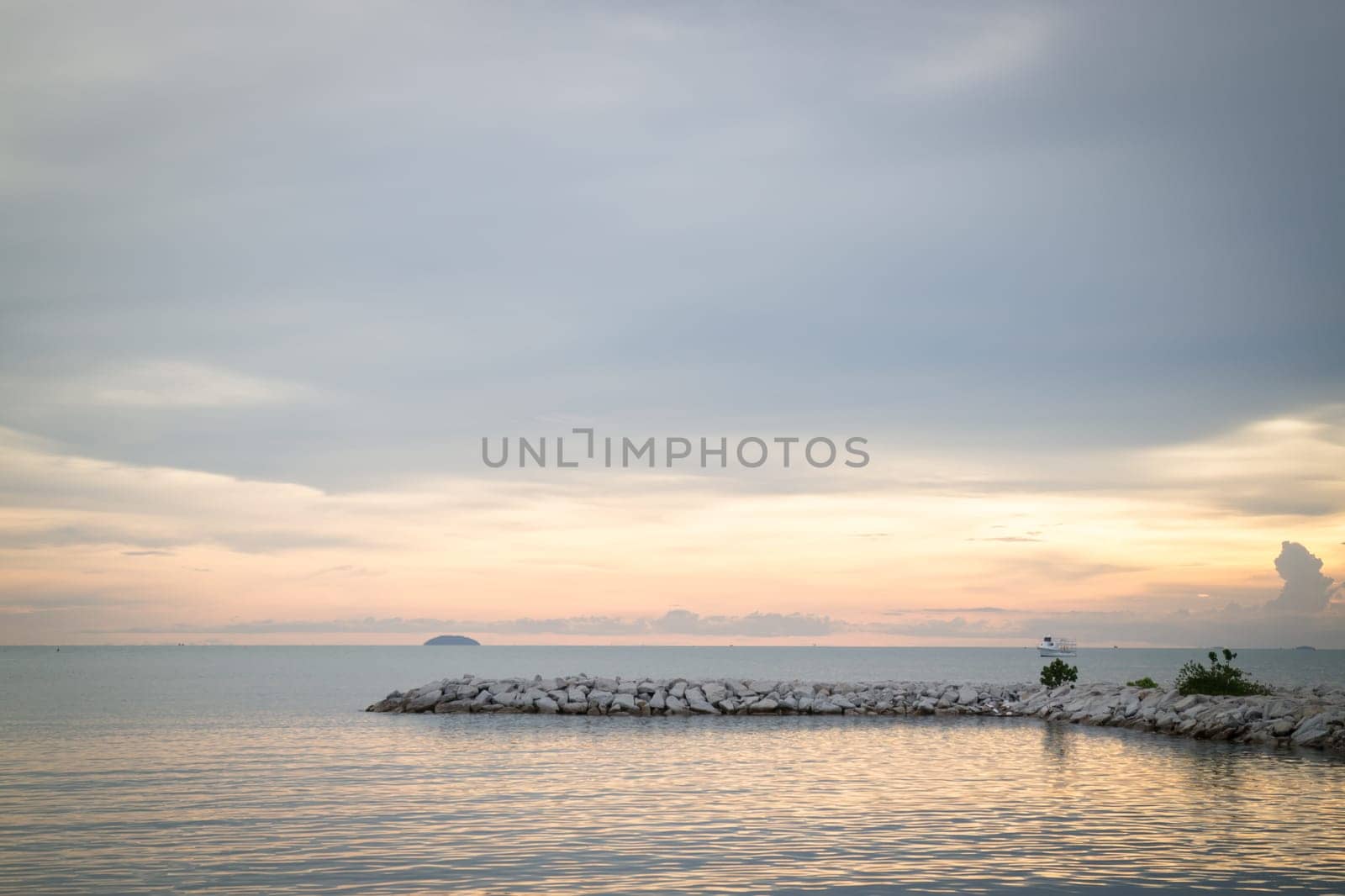 Relaxing sunset of sea view, stock photo