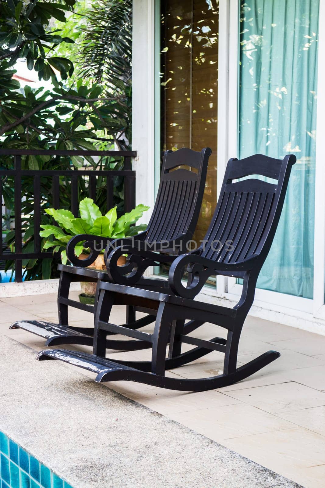 Vintage wooden arm chairs, stock photo