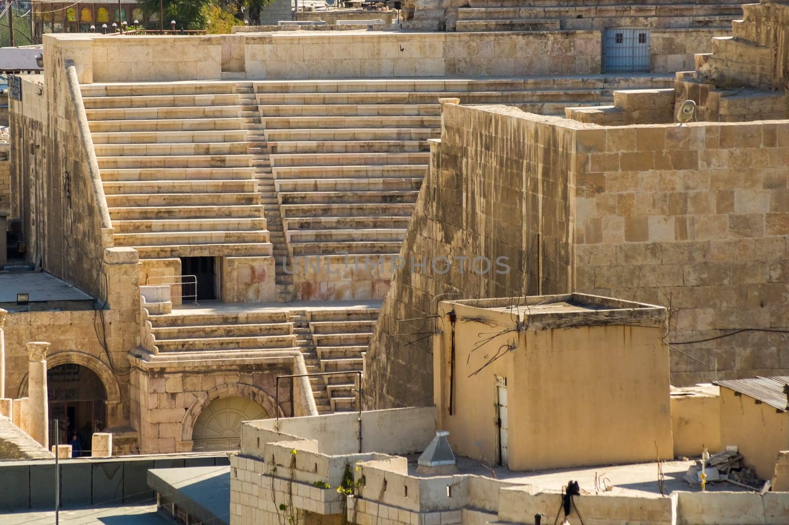 A half birds-eye view to the ancient Roman Theatre in Jordan's capital Amman
