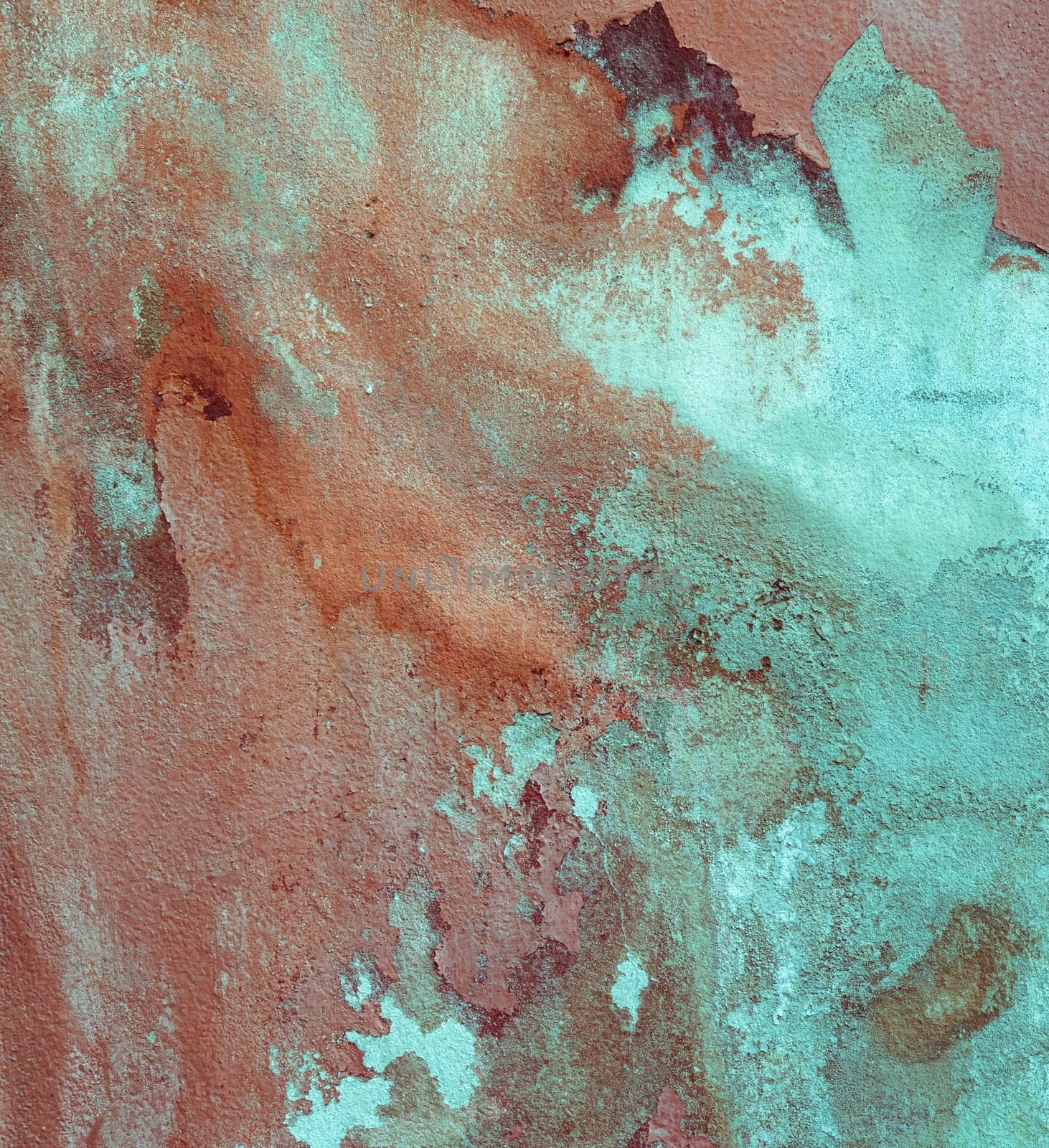 Wall texture of weathered red paint peeling off
