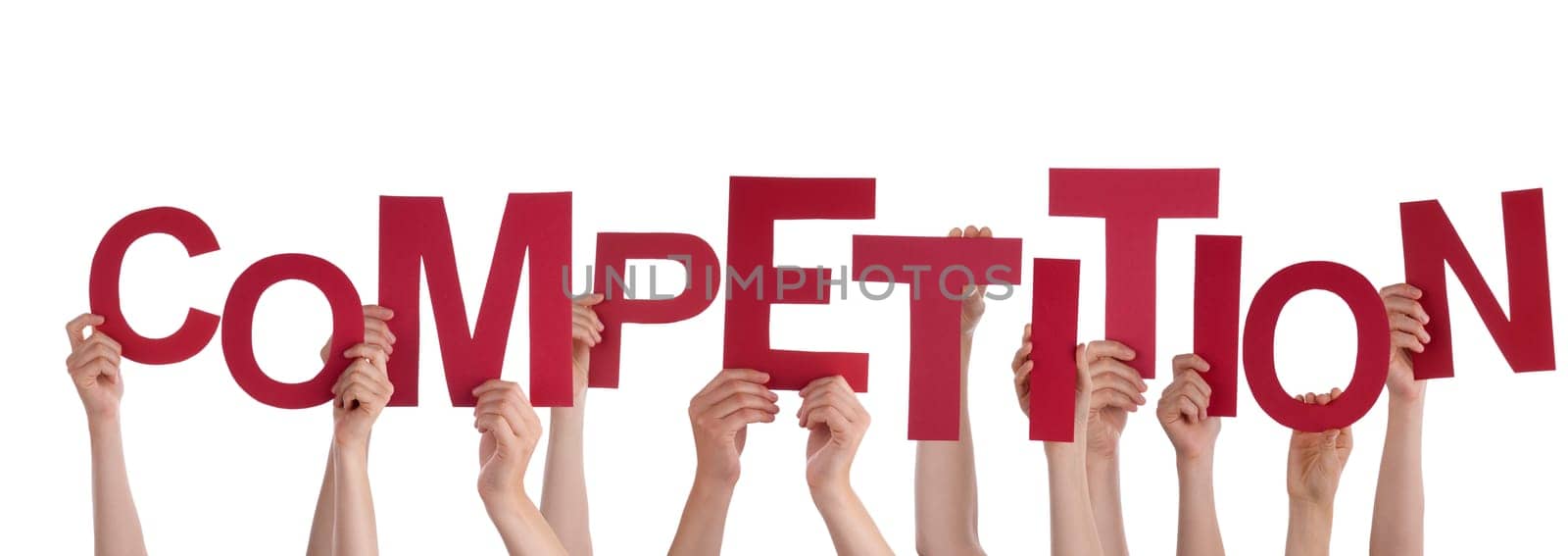 Many Hands Holding the Red Word Competition, Isolated