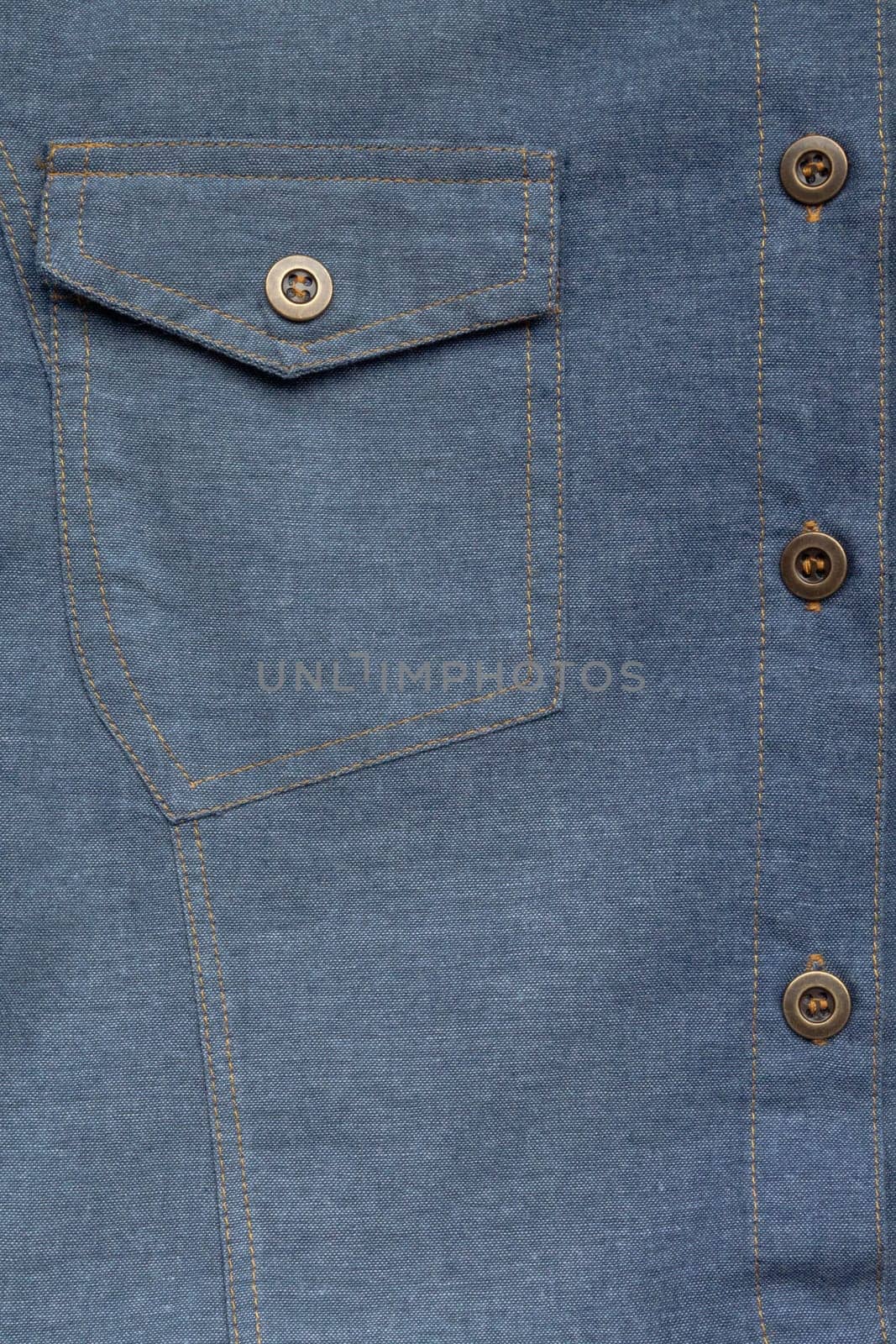 Denim blue jeans shirt with buttons detail texture