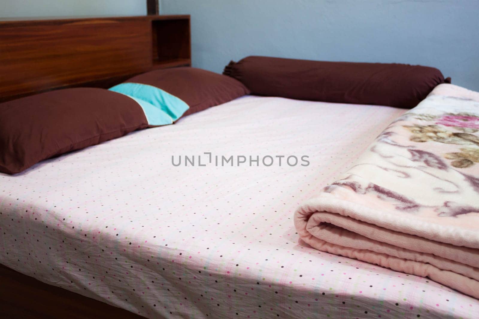 Tranquil bedroom with a double  hard wood bed