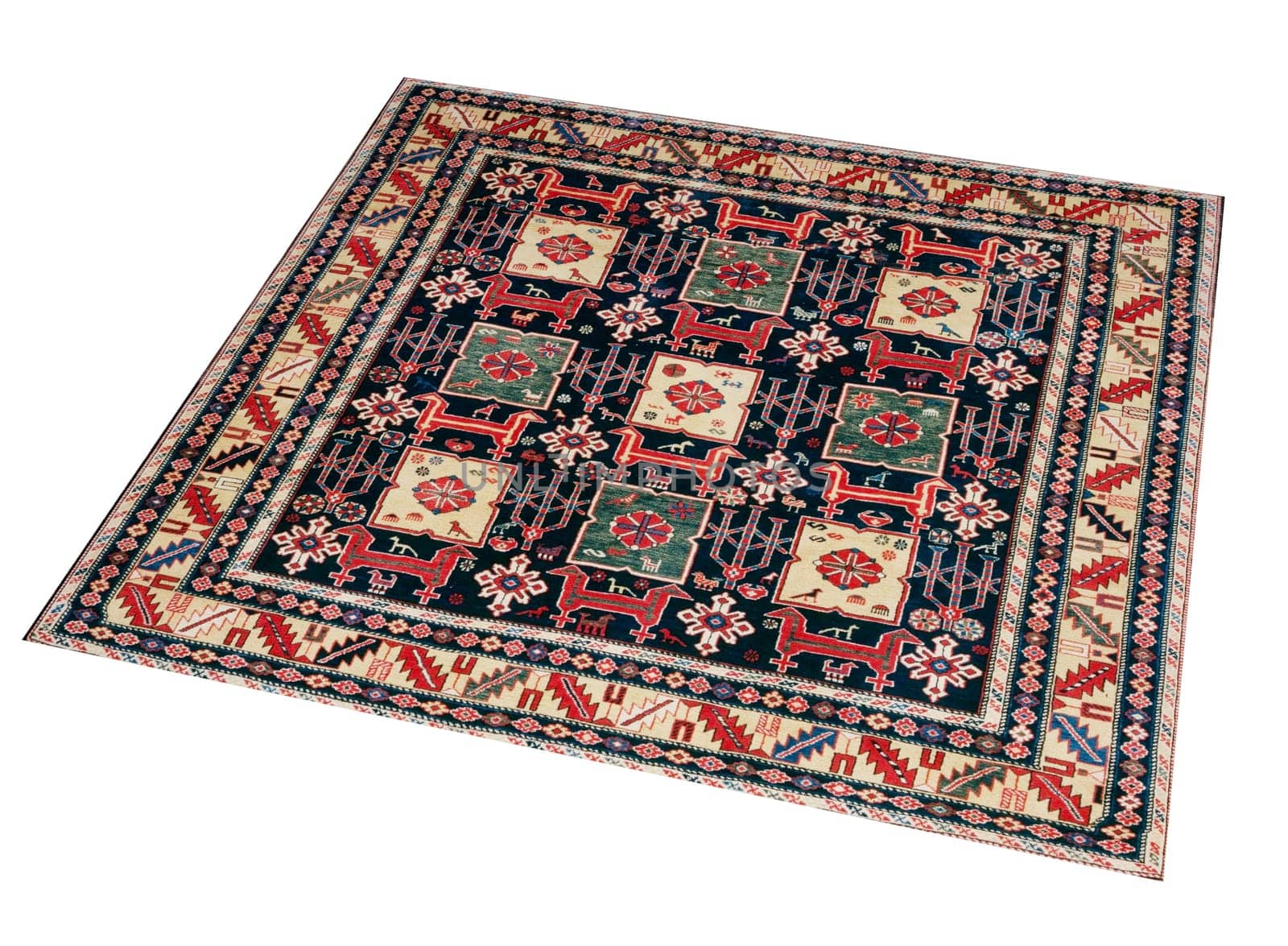 Colorful oriental carpet isolated in white background