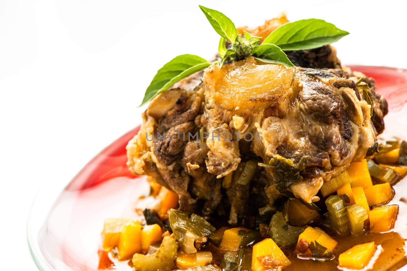 Braised oxtail with carrots and celery