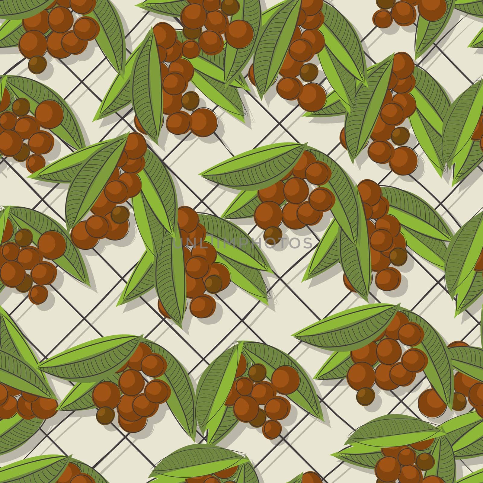 Coffee branch sketch, seamless pattern design
