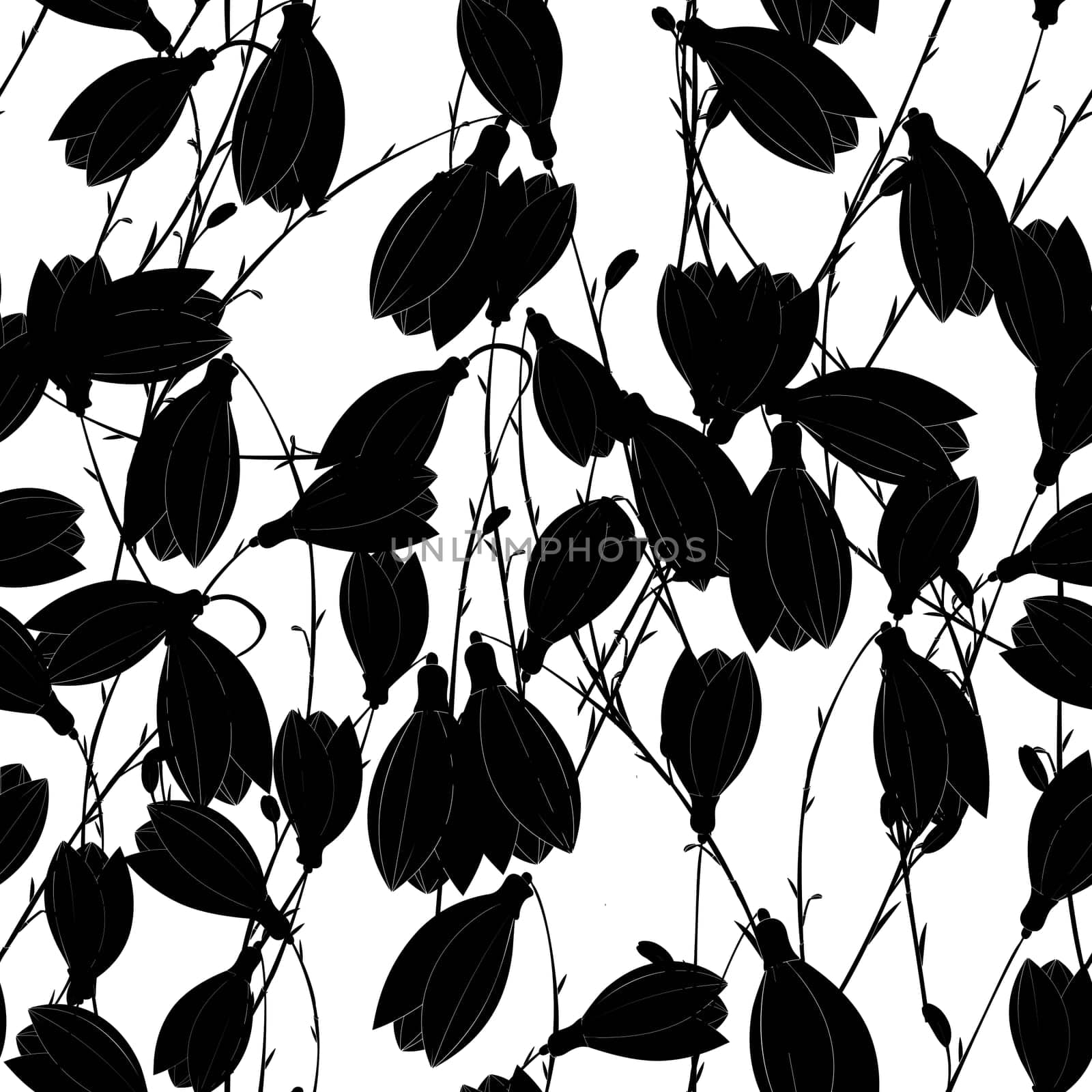 Flower silhouettes seamless pattern, chic background