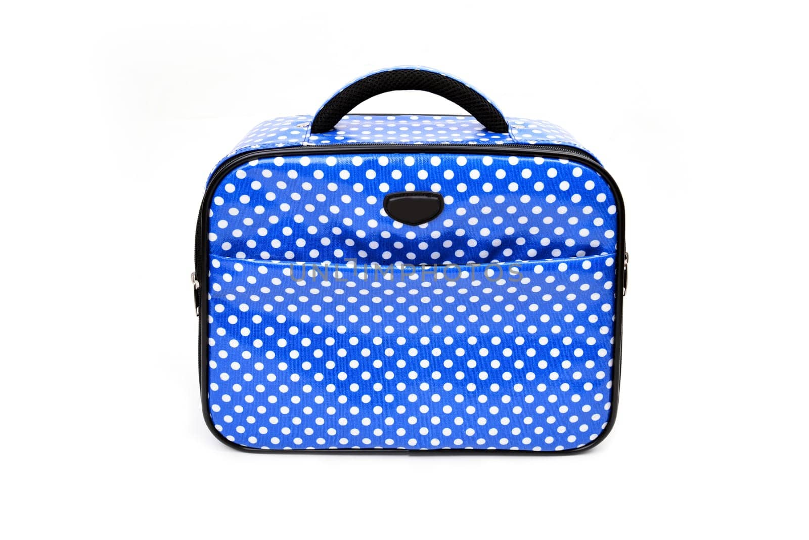 handle blue travel bag isolated on white background