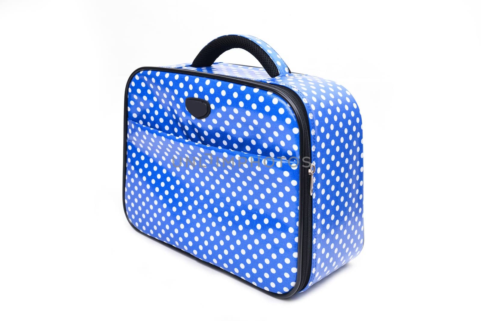 handle blue travel bag isolated on white background