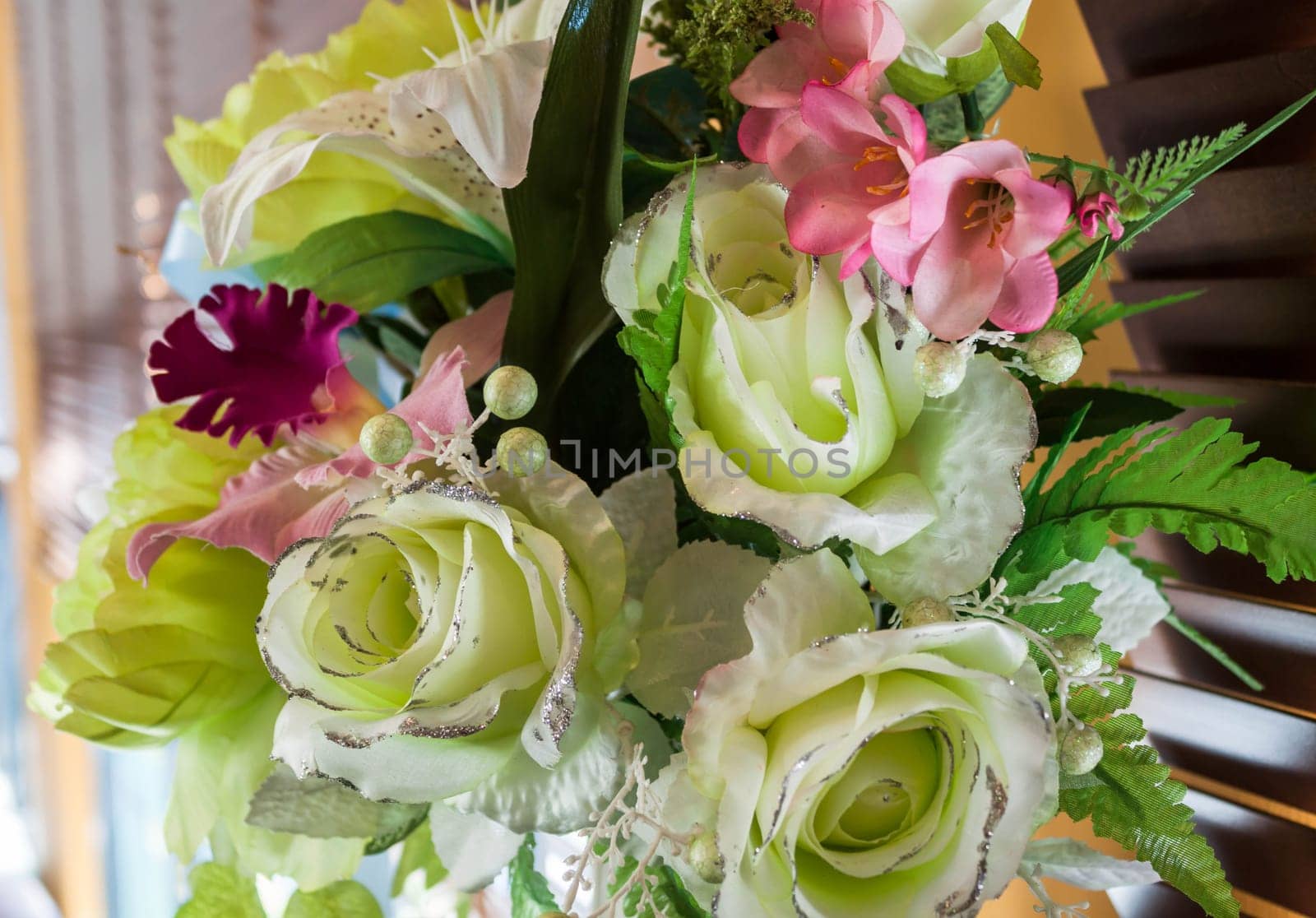 Beautiful plastic flowers bouquet
